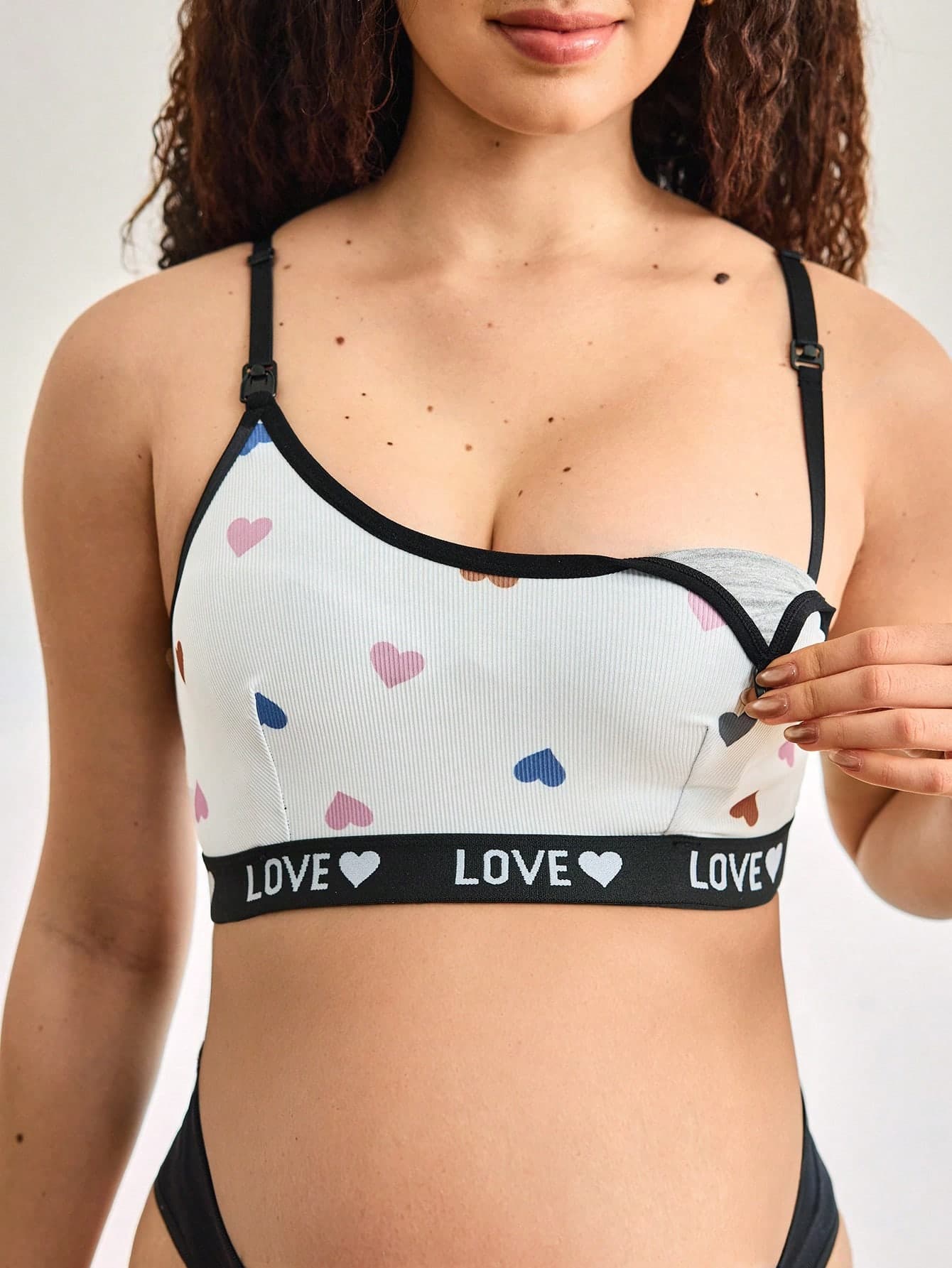 Moonlight&Mama Cute Heart Spiral Print Front-Closure Maternity Nursing Bra, 1pc