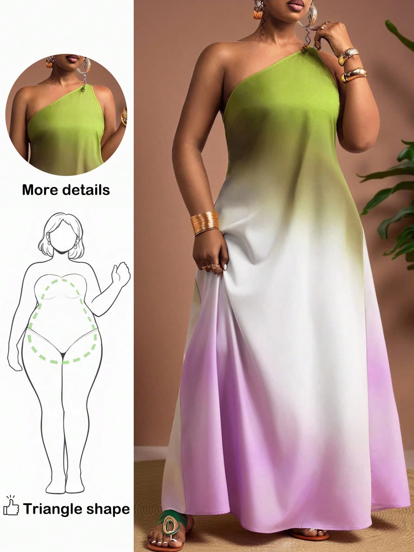 Truni Plus Size Women's White Ombre Maxi Dress,Summer Elegant Vacation Backless One Shoulder Spaghetti Strap Sundress,Curvy Fairiecore Beach Vacation Dress