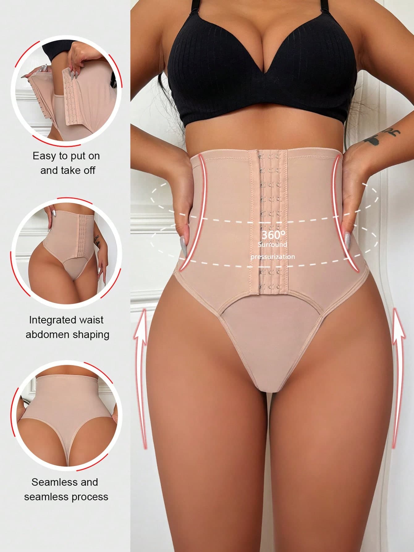 SHEIN Women's Shapewear Bodysuits High Waisted Tummy Control Panties Thong Shaping Shorts