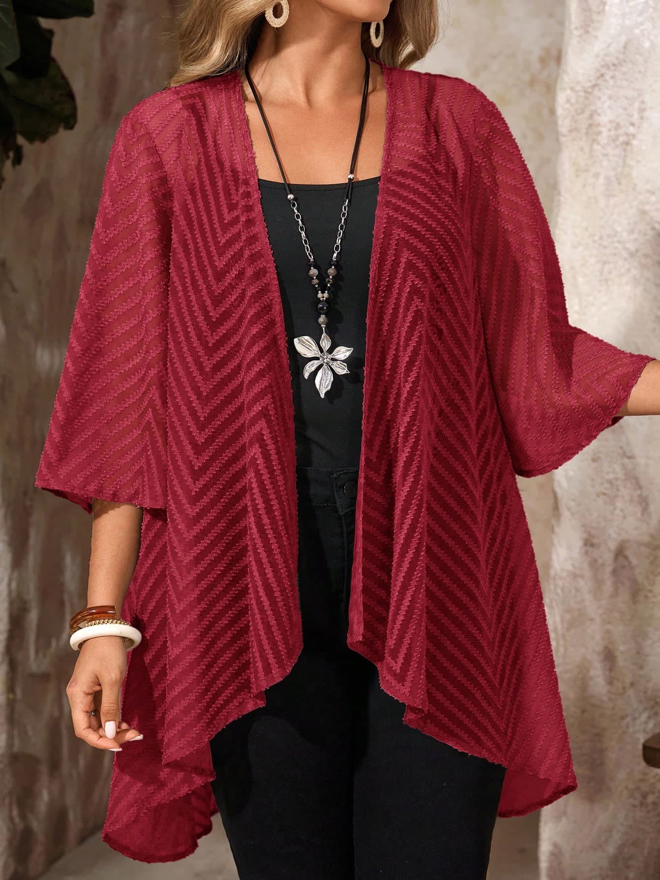 EMERY ROSE Plus Size Women Casual Versatile Long Sleeve Cardigan For Daily Wear