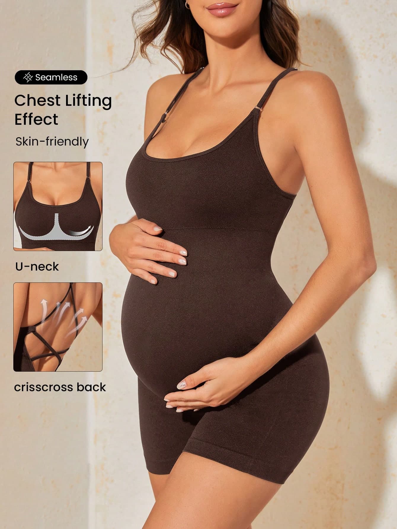 SHEIN Double-Layer Sleeveless Jumpsuit, Comfortable & Fitted Maternity Wear For Summer