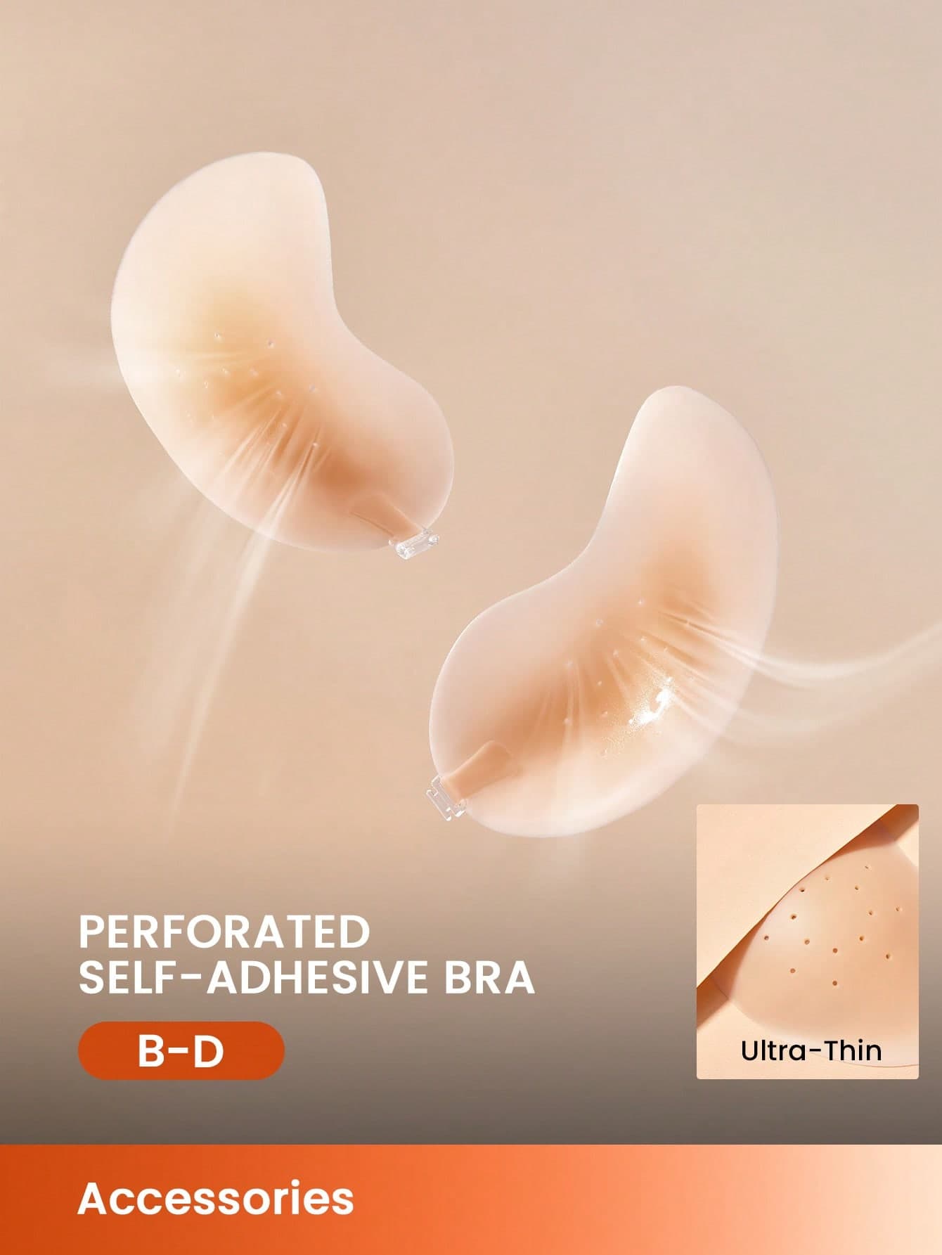 LUVLETTE Reusable Sticky Self-Adhesive Backless Strapless Perforated No-Show Silicone Lift-Air Up Bra Wedding Bra