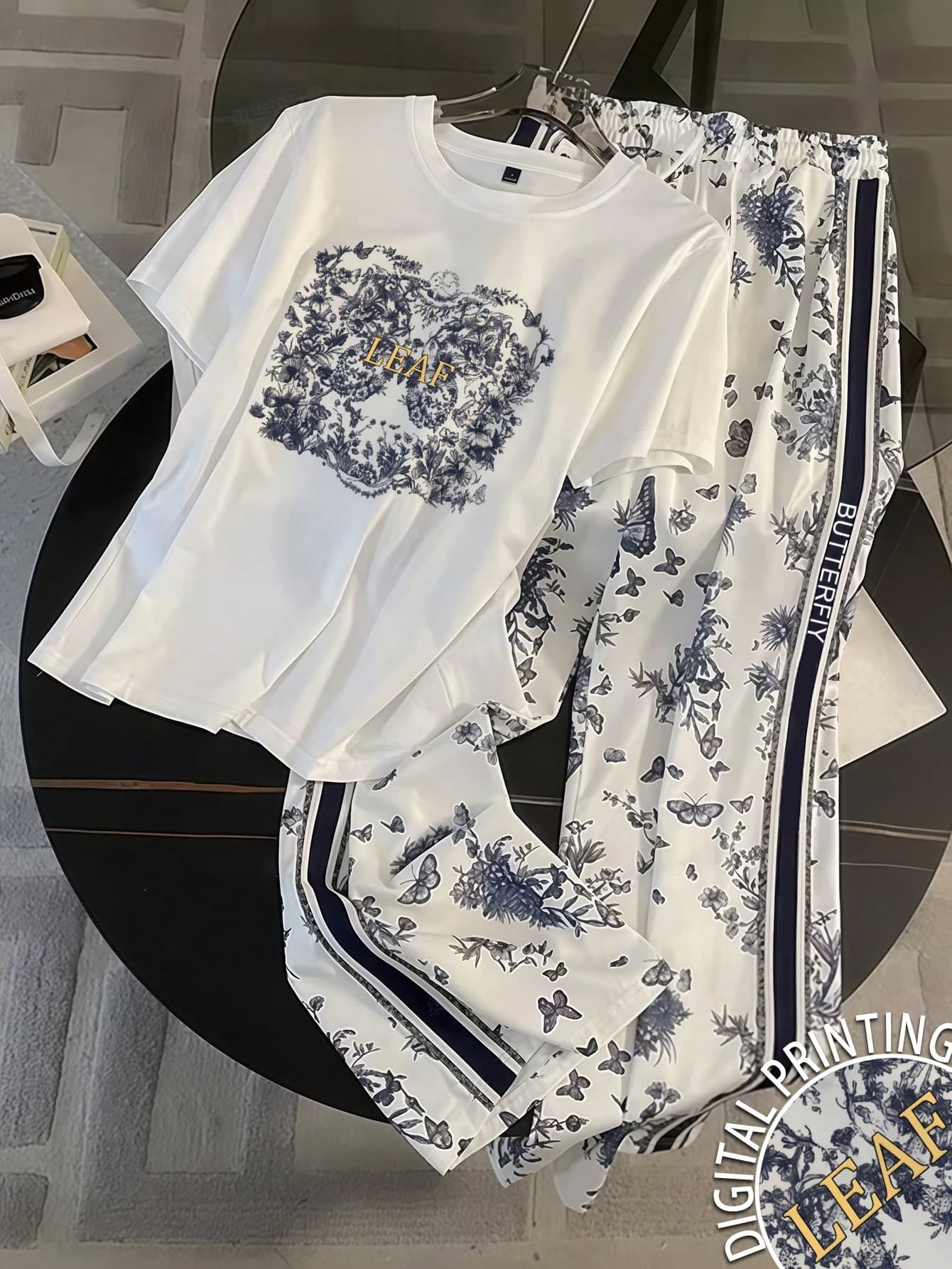 Resyla 2pcs/Set Women's Casual Floral Print T-Shirt And Pants Set, Summer