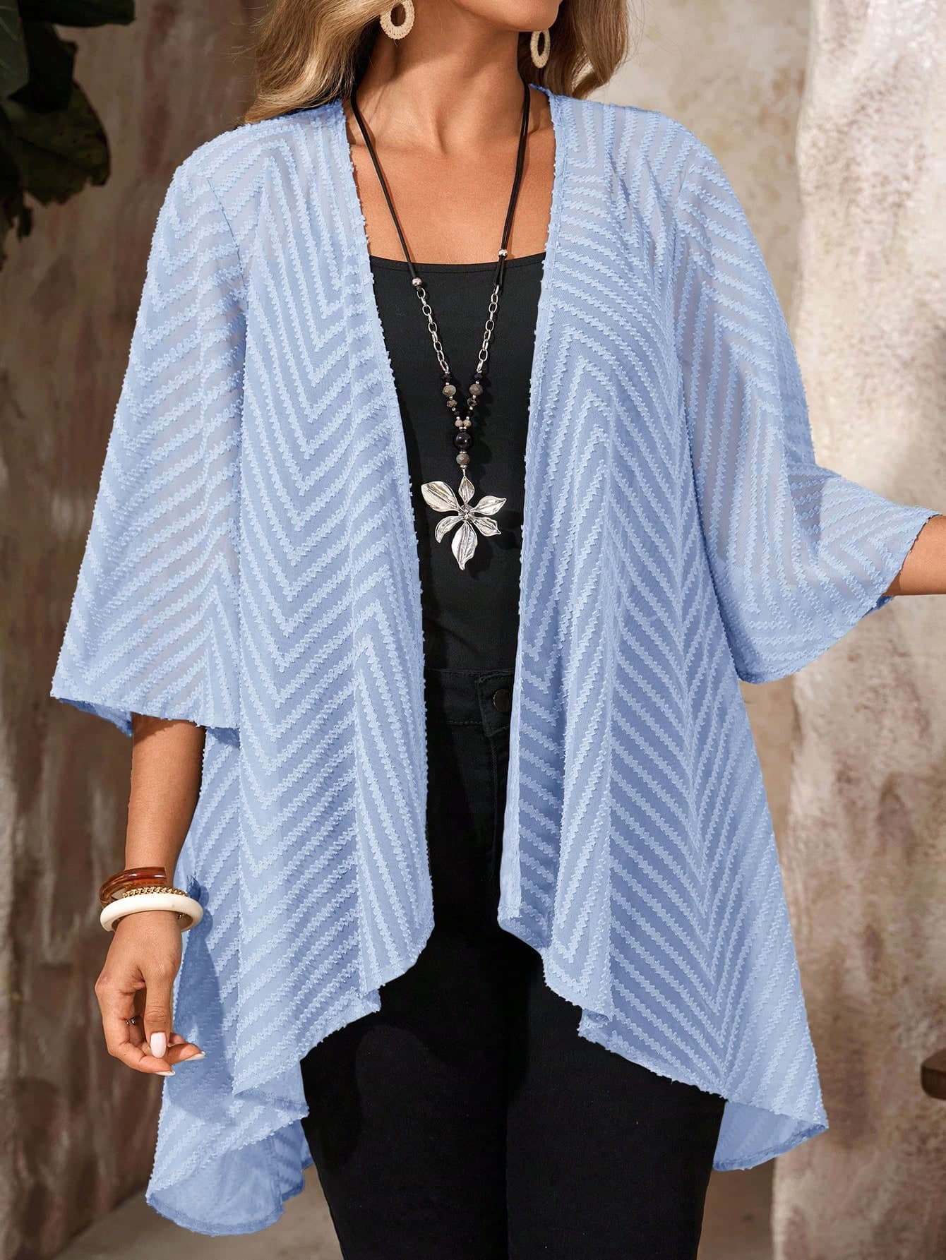 EMERY ROSE Plus Size Women Casual Solid Color Cutout Jacket