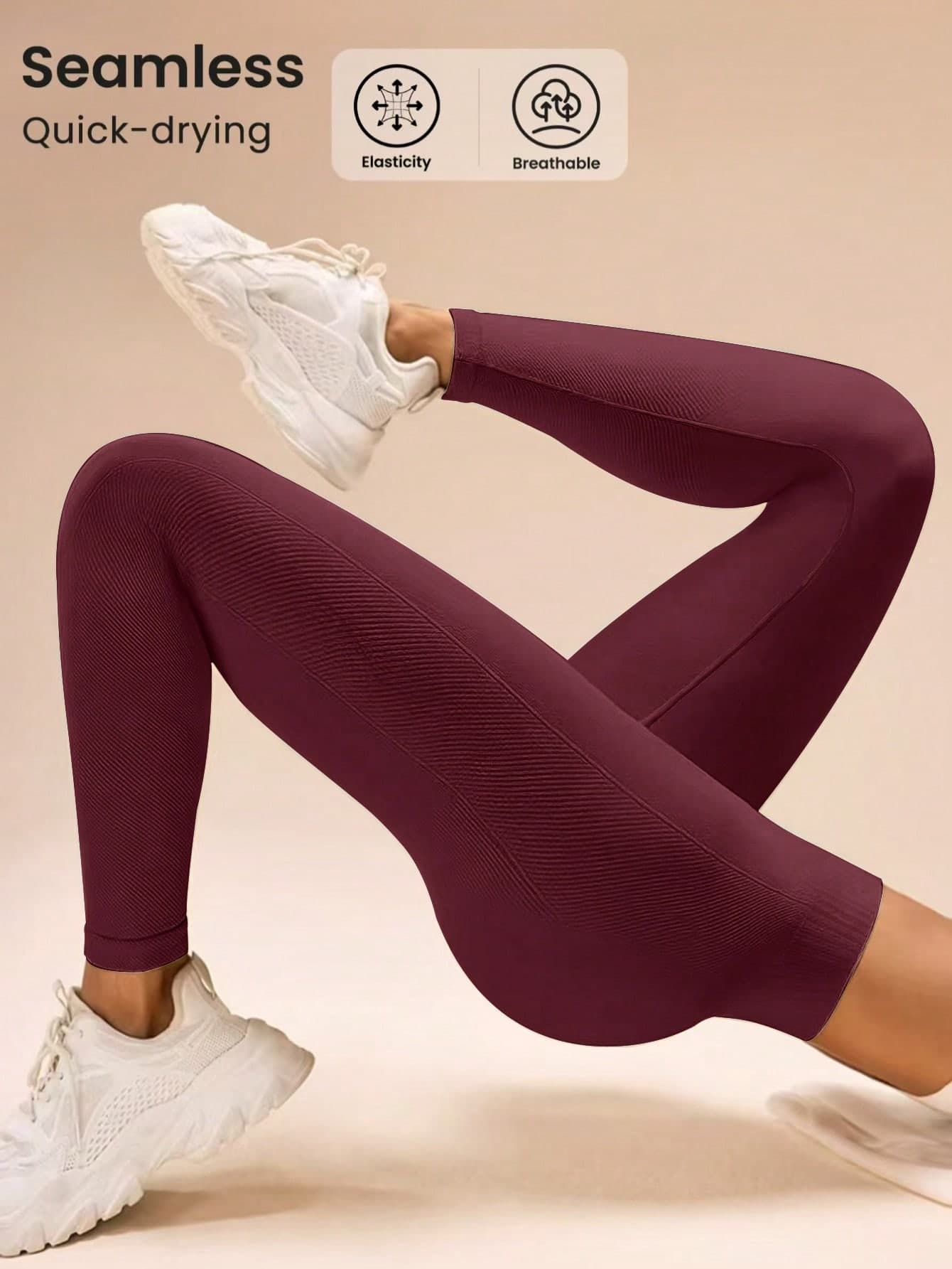 SHEIN Sports Women's Solid Color High Waist Casual Versatile Daily Wear Sports Leggings