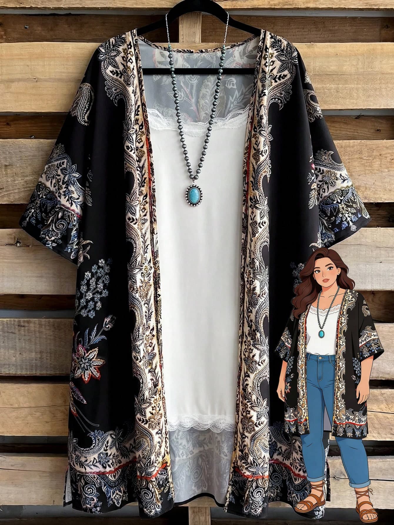Rusticease Plus Size Women's Fashionable Bohemian Style Coat Summer Spring Country For Vacation Beach Fall
