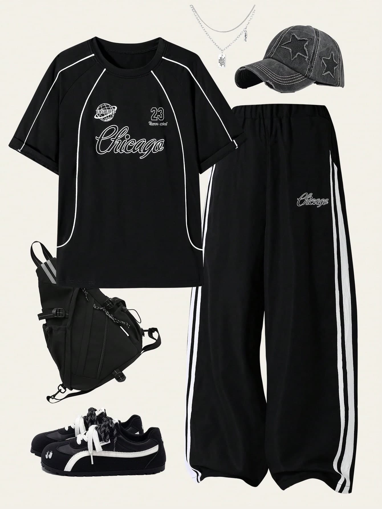 SHEIN Casuvi Kids 2pcs/Set Teenage Boys' Casual Letter Print Round Neck T-Shirt And Sports Pants Set