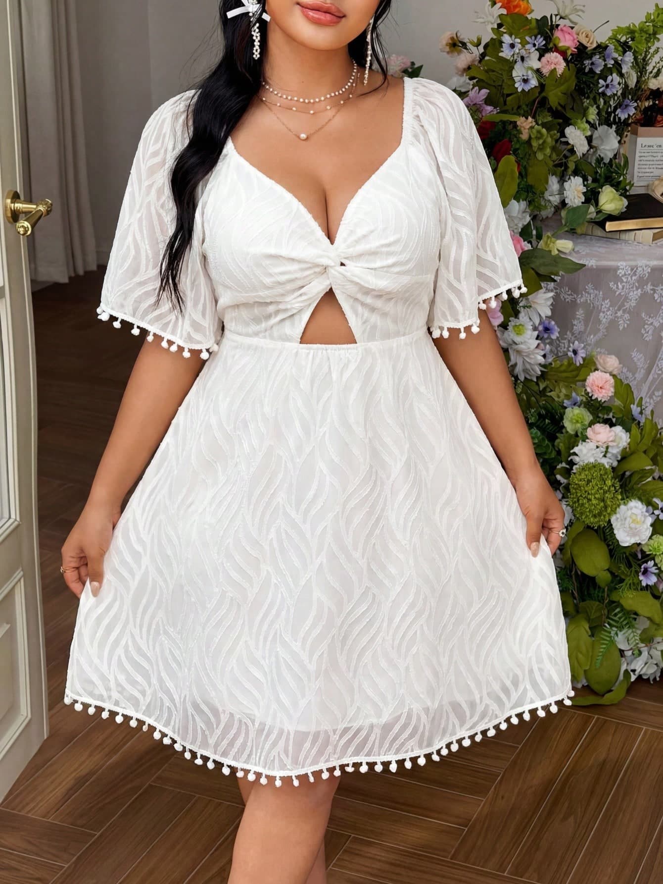FleurLily Pure Plus Size Solid Color Casual Daily Wear Simple And Fashionable Dress