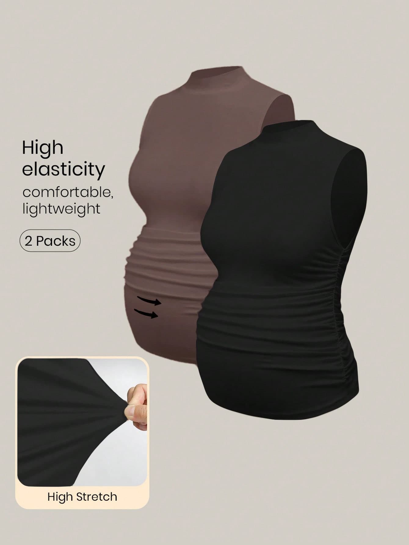 Modmama 2pcs Maternity Casual Comfortable Solid Color Sleeveless Tank Tops