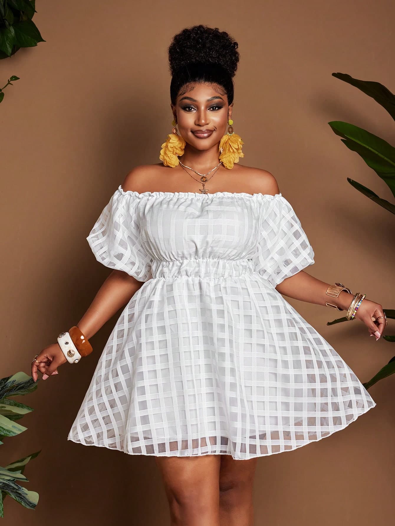 Maweii Plus Size Women's Elegant Vacation Party Strapless Tube Short Sleeve Mini Dress