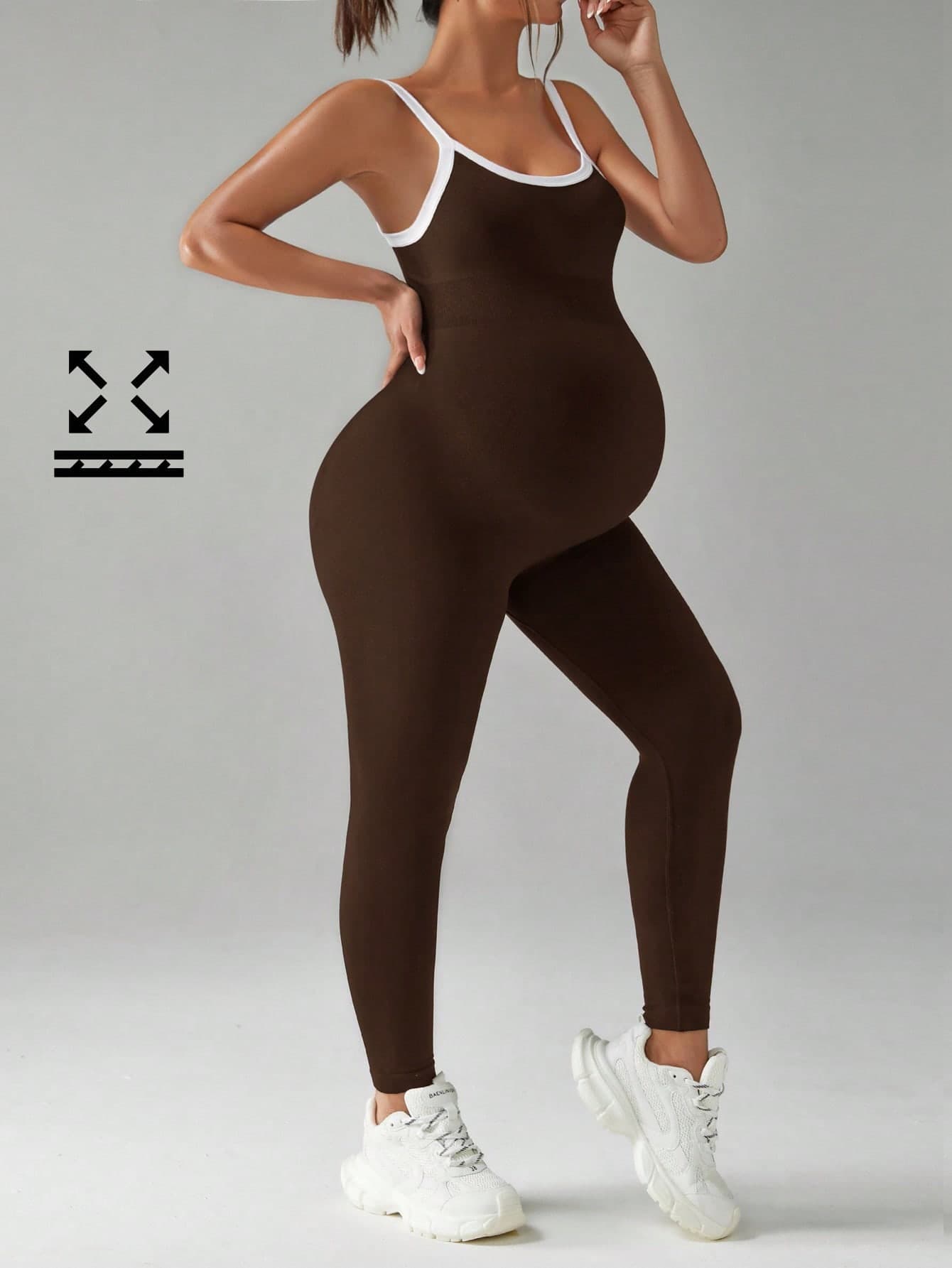 SHEIN Maternity Contrast Color Casual Sports Jumpsuit Pants,Word Cup