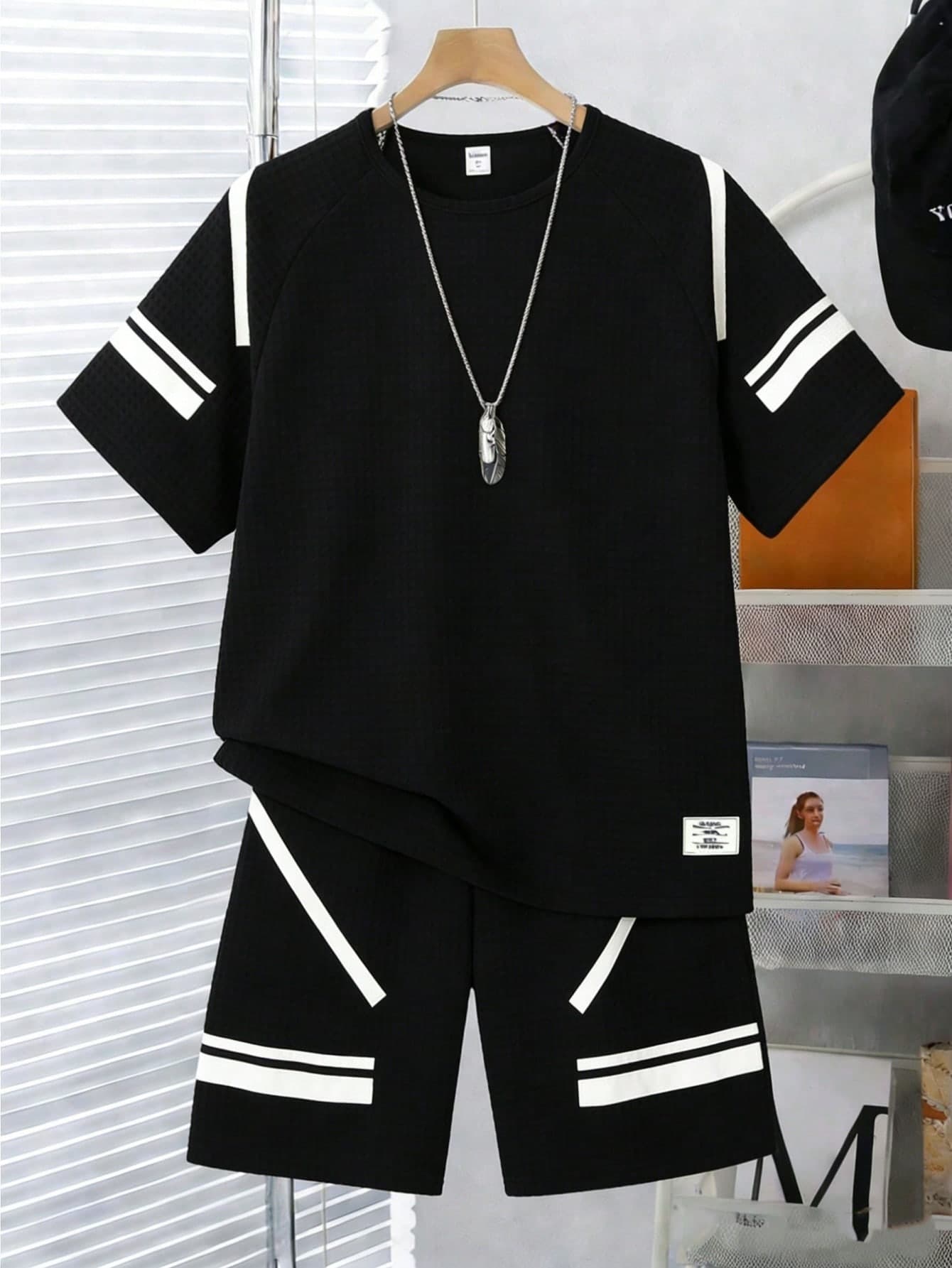 Mirajuku 2pcs/Set Teenage Boys Streetwear Casual Short Sleeve T-Shirt And Shorts Set, Suitable For Stylish Boys