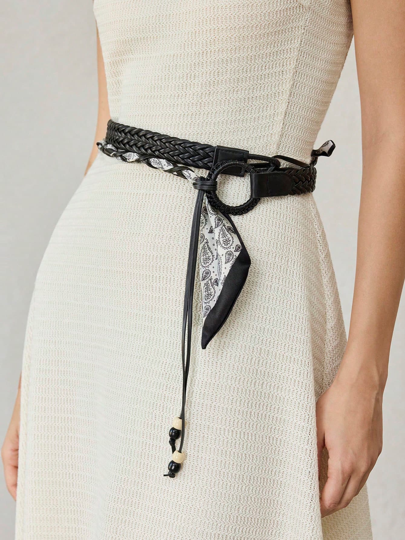 MOTF PREMIUM NEW WOVEN BELT SILK SCARF BELT