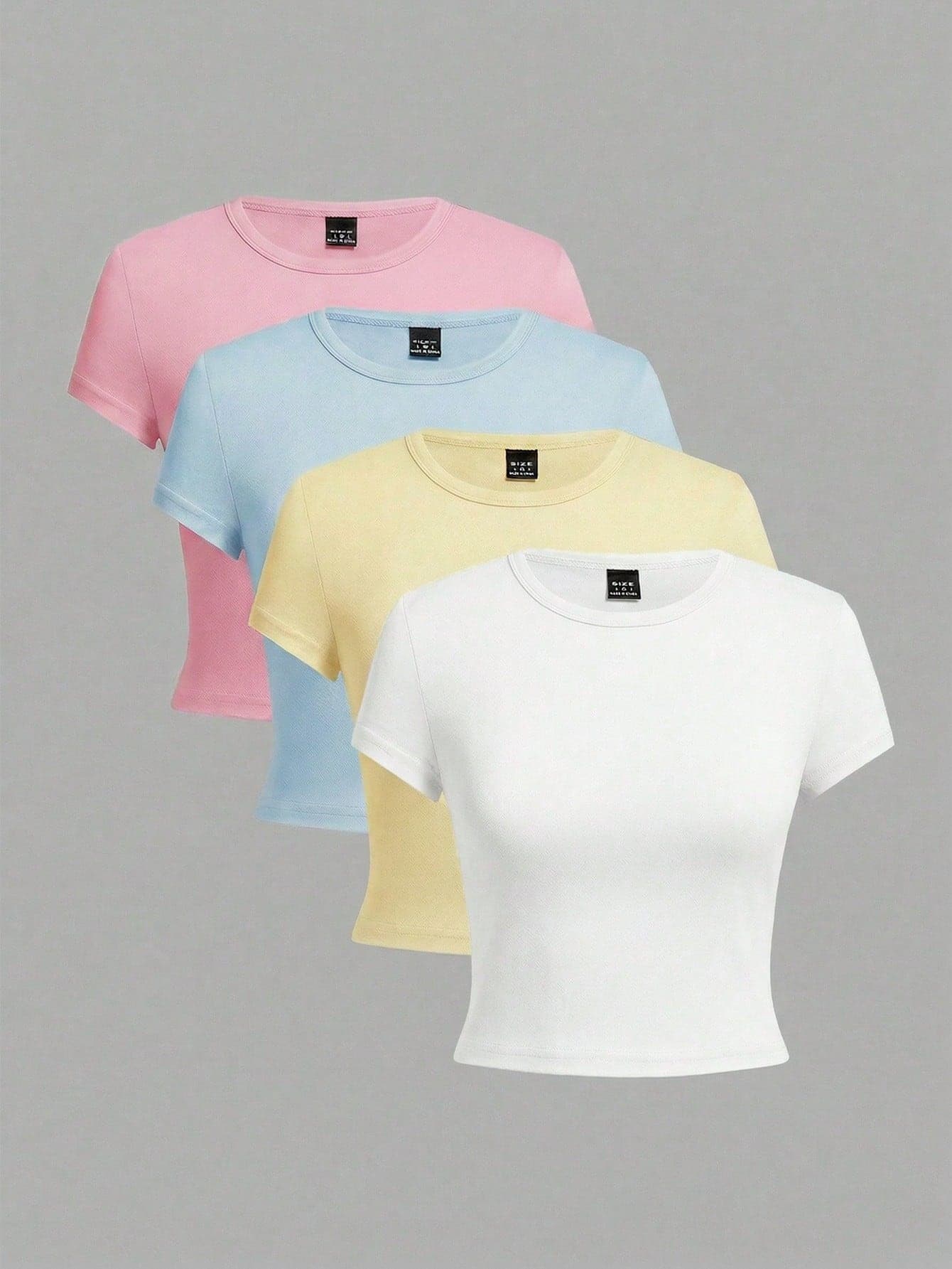 SHEIN EZwear Casual Round Neck Raglan Short Sleeve Fitted Women T-Shirt, Suitable For Summer,Summer Top