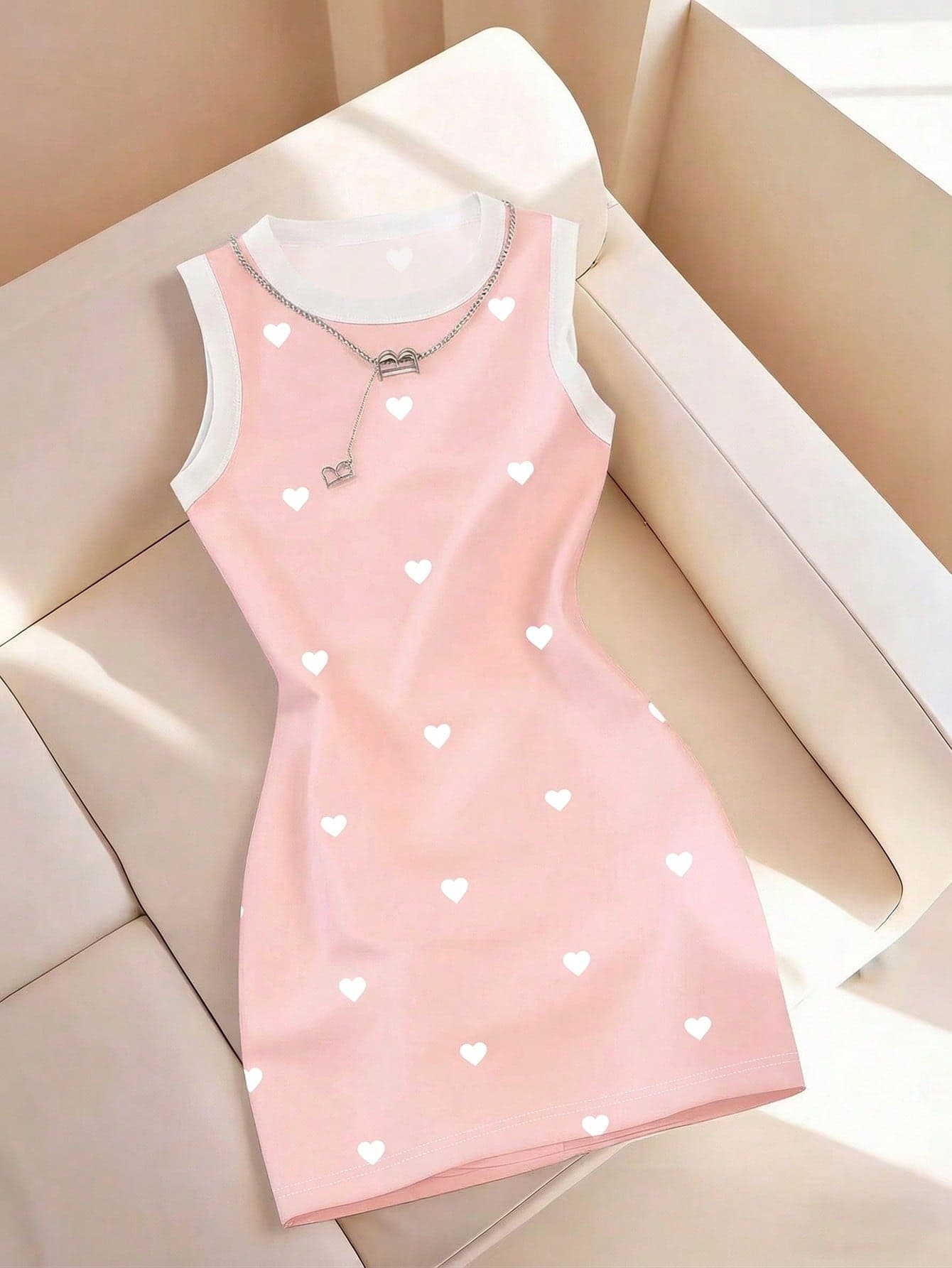 Resyla Women's Spring/Summer New Arrival Striped Print Round Neck Fitted Camisole Dress