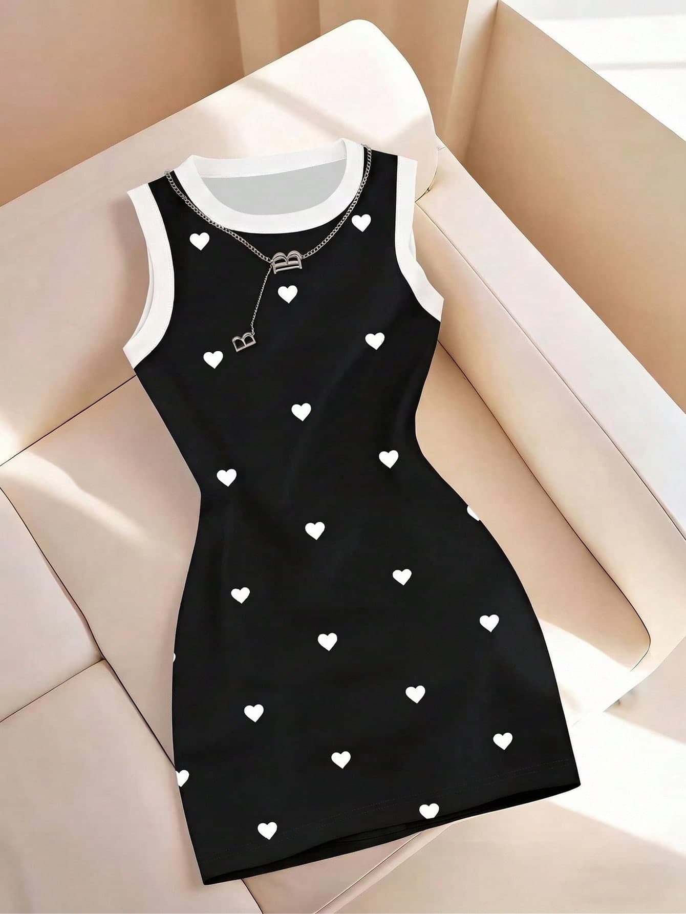 Resyla Women's Spring/Summer New Arrival Striped Print Round Neck Fitted Camisole Dress