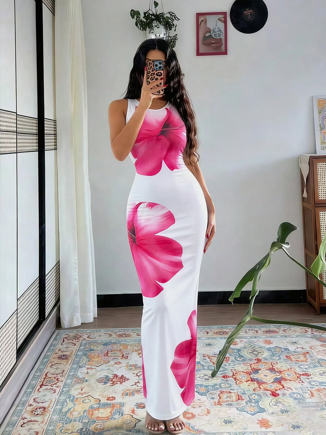 Rafferiza Women's Printed Fitted Dress, Summer Long Dress