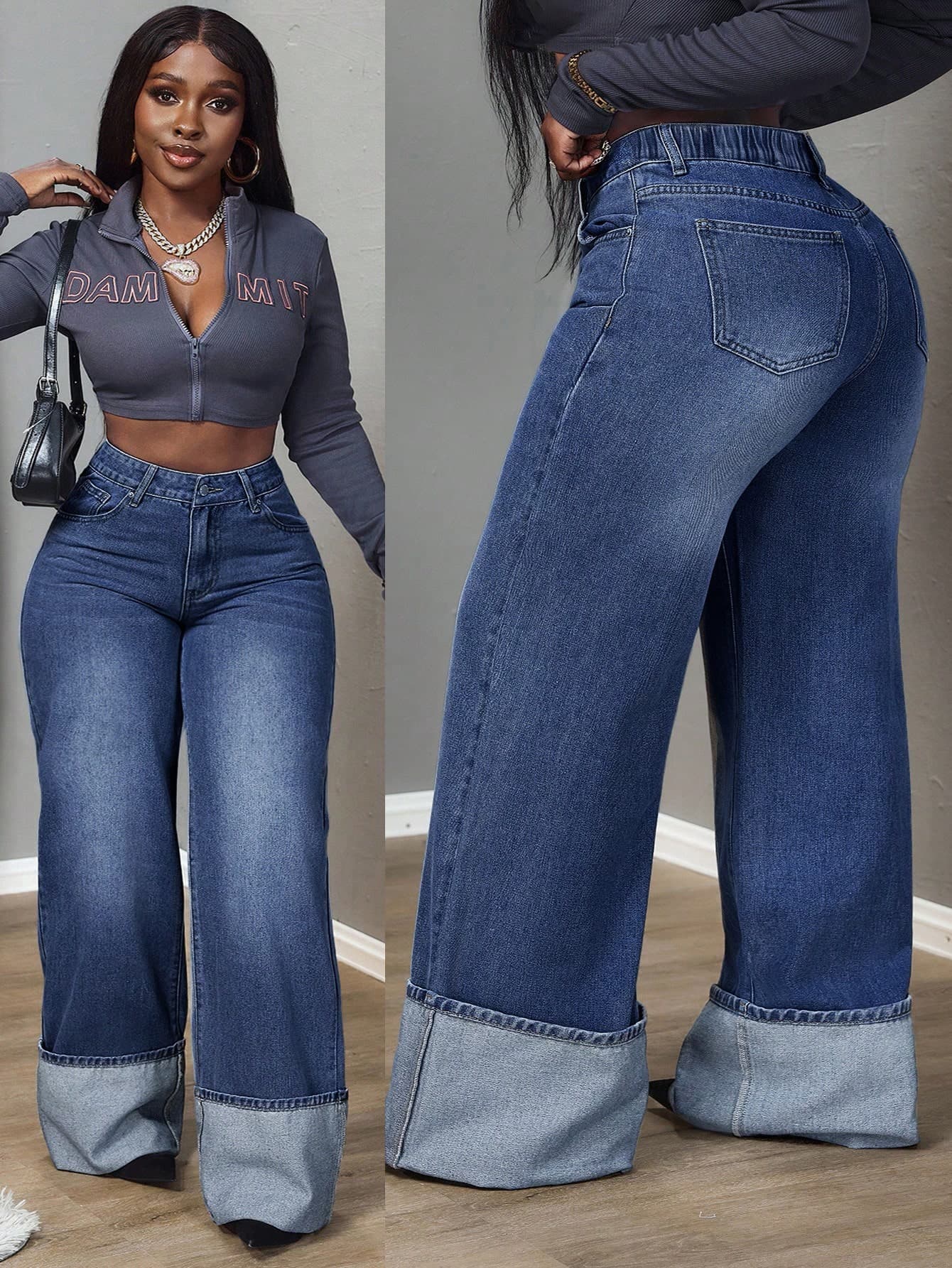 SHEIN Tall CURVE Plus Size Casual Jeans With Belt Loops, Comfortable Breathable Versatile Daily Wear