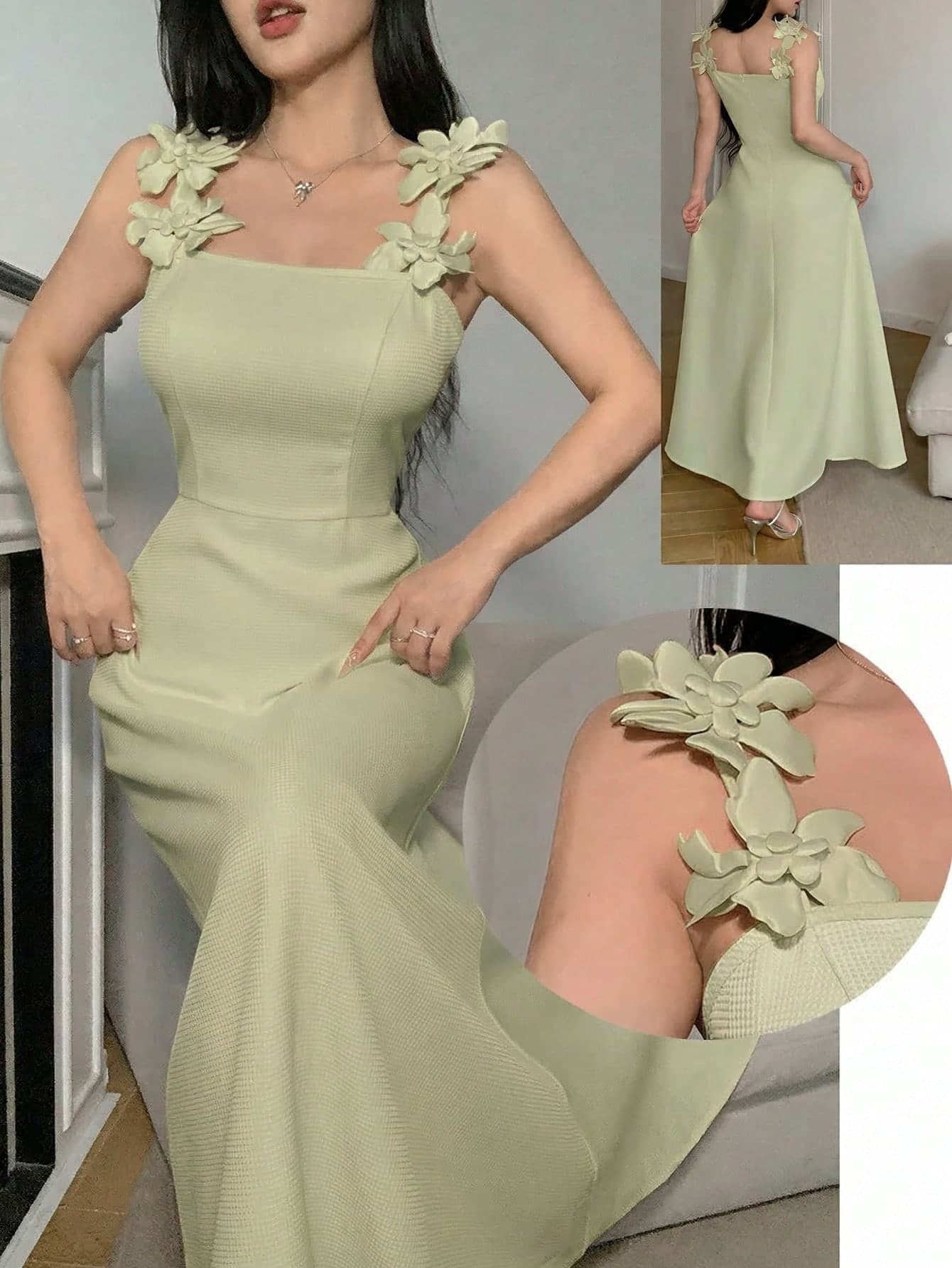 Feyla Women's Elegant Solid Color Spaghetti Strap Dress