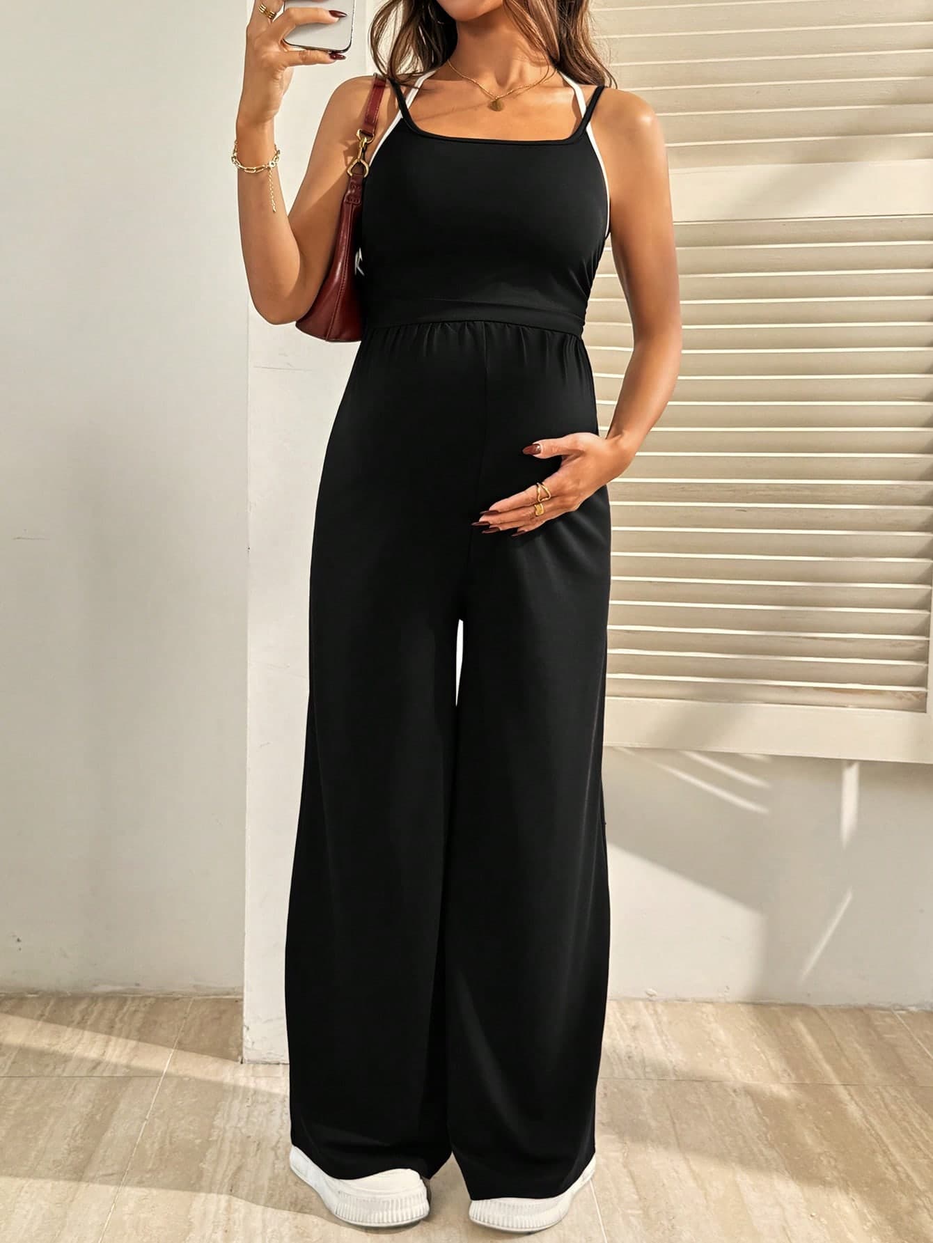 SHEIN Pregnant Women Casual Wide Leg Jumpsuit World Cup