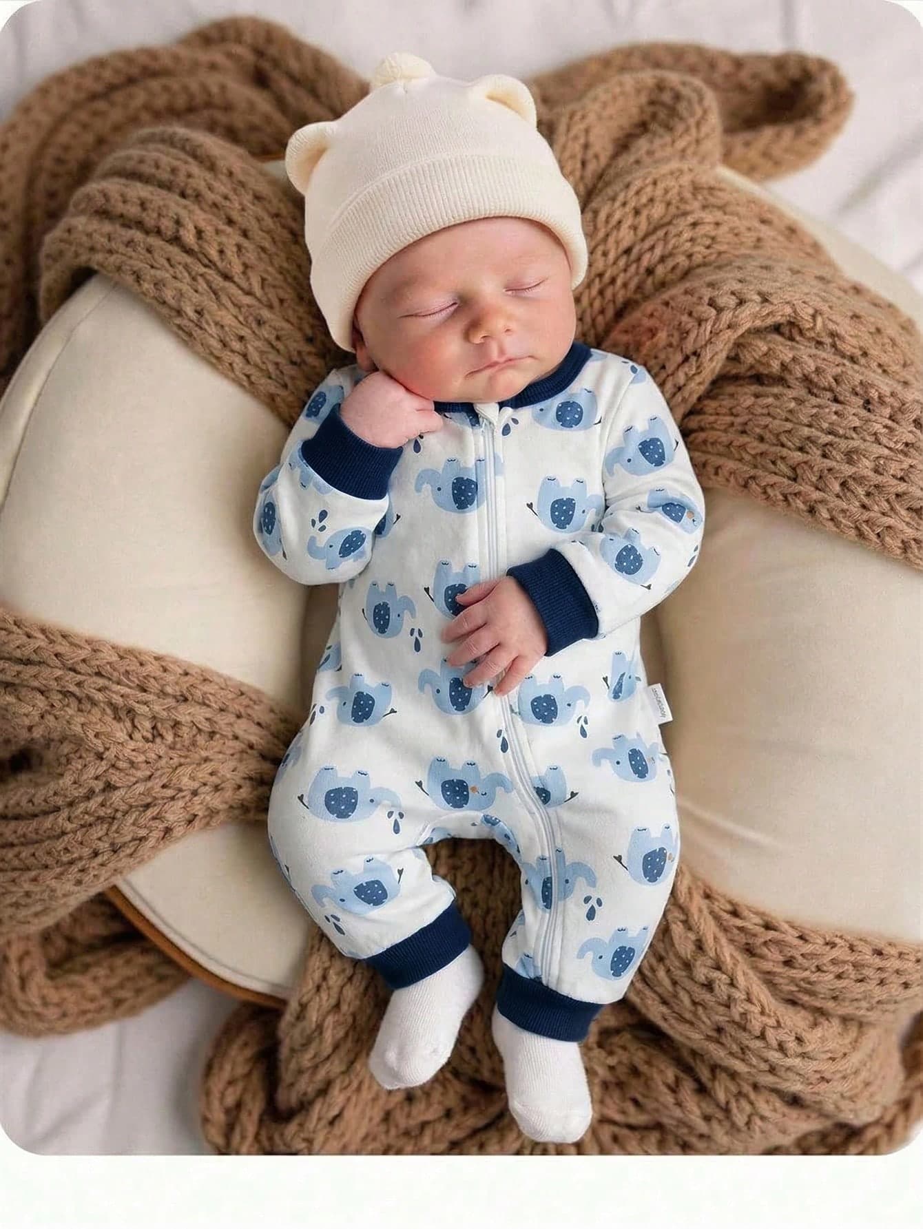Newborn Baby Girl Cute Cartoon Pattern Knit Long Sleeve Romper,Kids