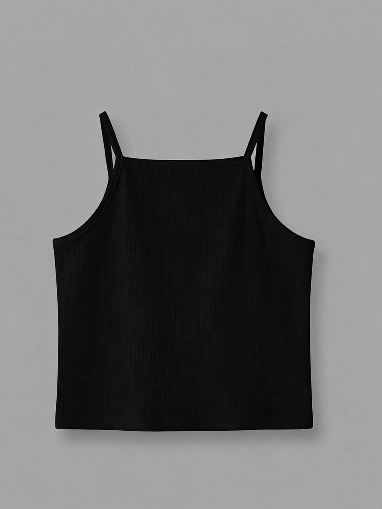 SHEIN Young Girl Fitted Solid Ribbed Camisole