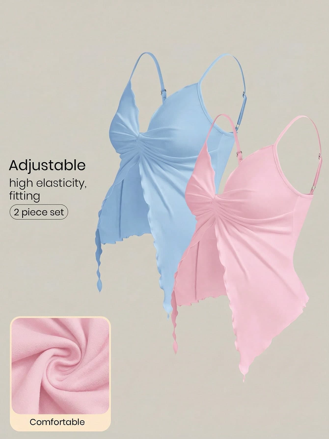 Modmama 2pcs/Set Maternity Solid Color Twist Front Camisole Top