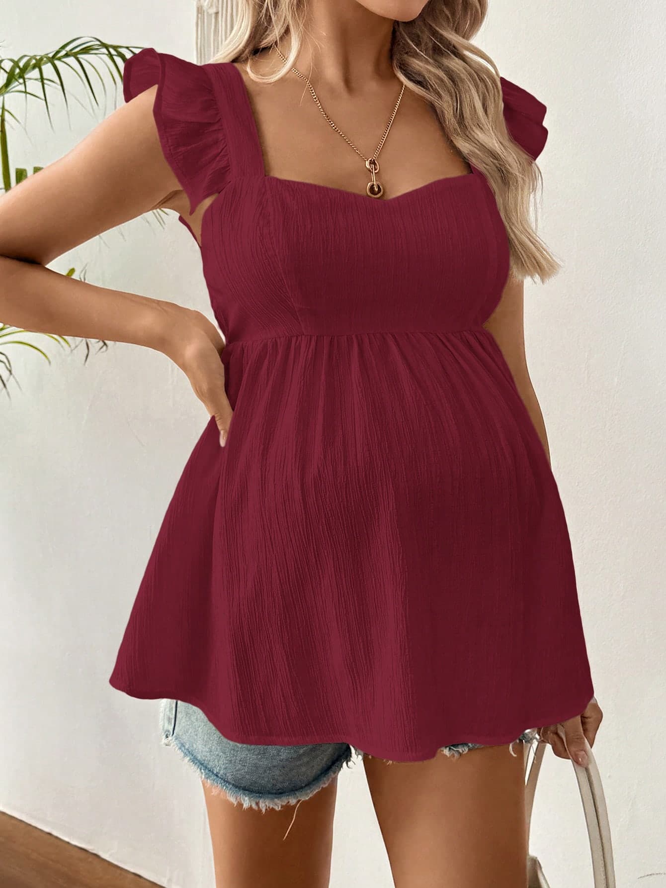 SHEIN Maternity Casual Solid Color Sleeveless Shirt