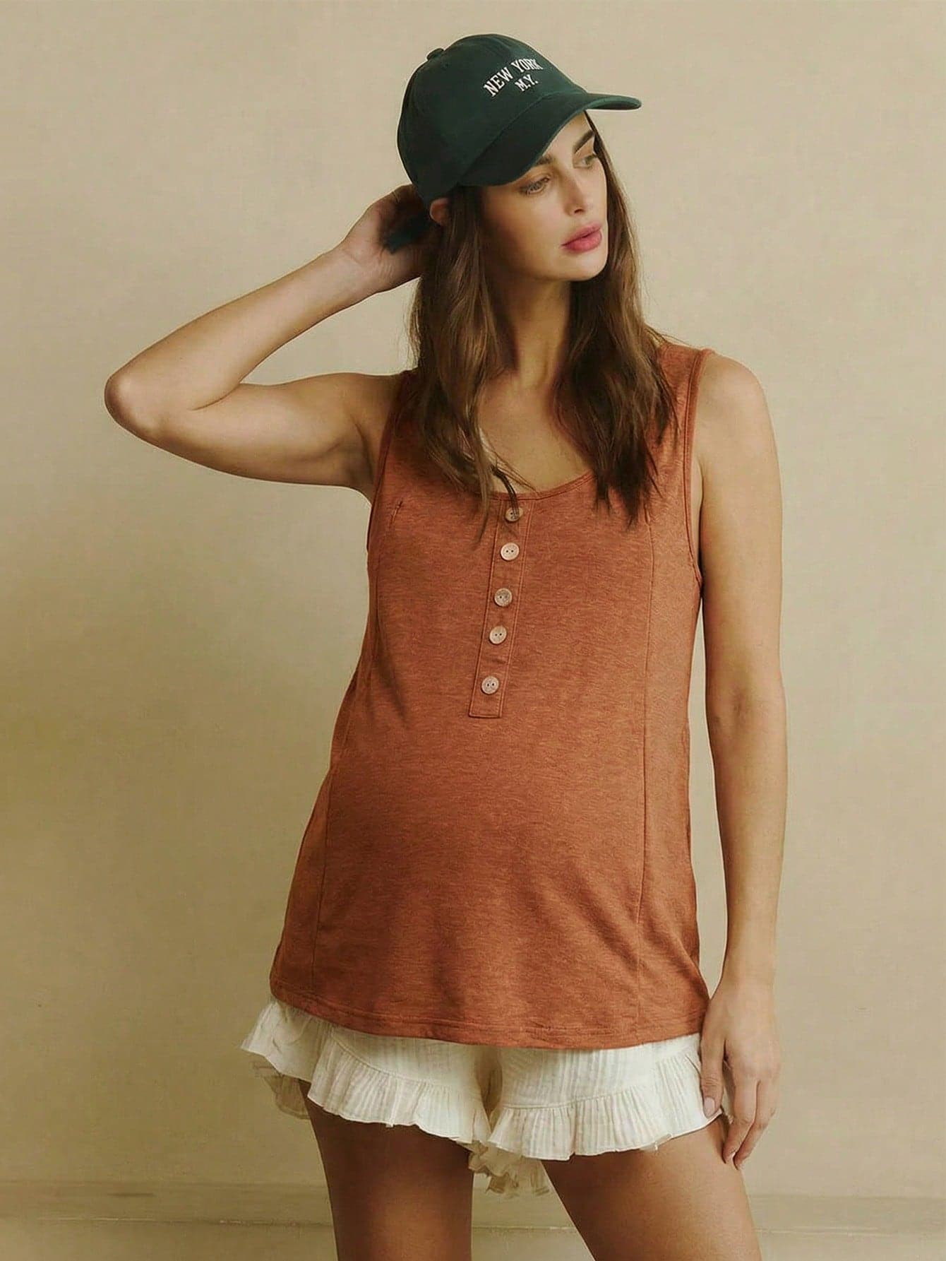 GentleRue Maternity Maternity Casual Solid Color Sleeveless Nursing Top, Summer