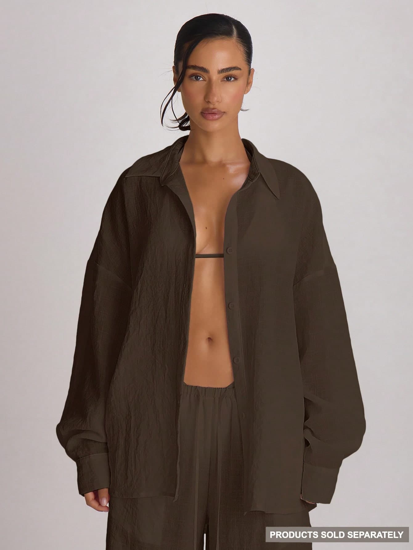 Musera Resort Oversized Linen Shirt Cover Up Swim Vacation Holiday Summer Travel Beachwear Basics Hen Do Wedding Bridal Bachelorette Solid Colour Resort Core