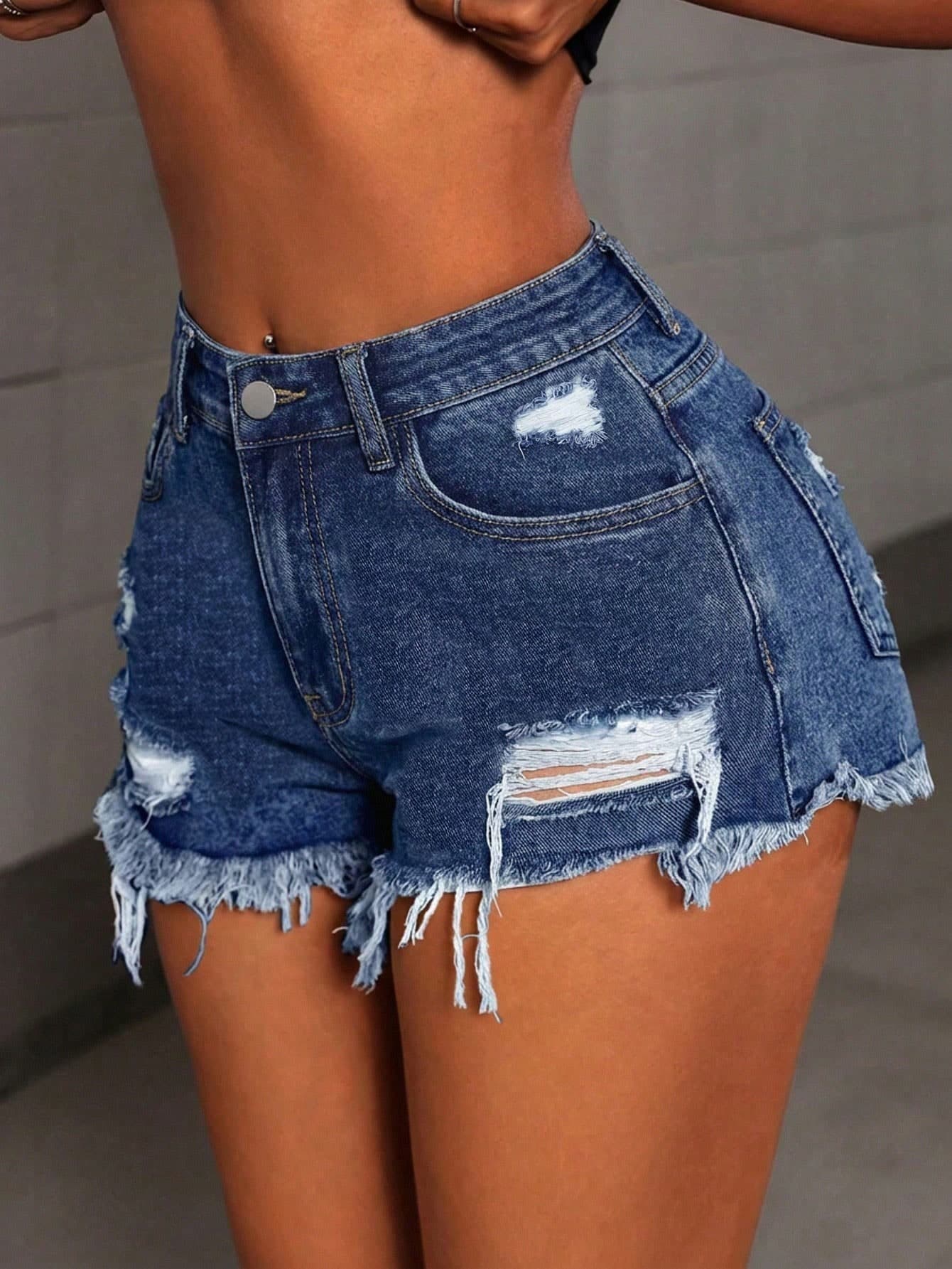 SHEIN Tall Women's Casual Street Style Denim Shorts, Tall Women
