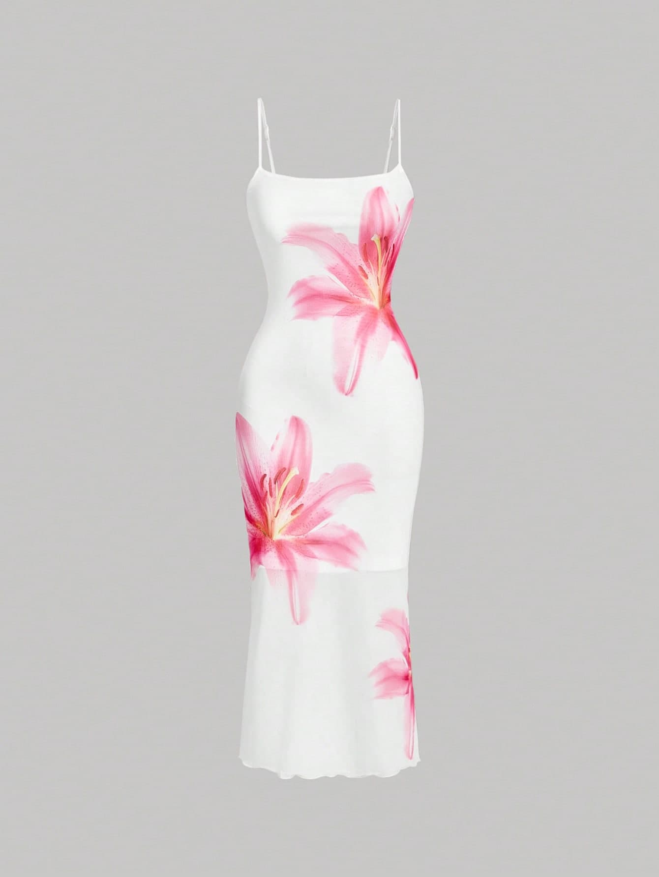 SHEIN MOD Elegant Floral Print Slip Dress, Resort Style Women Holiday Party Dress,Summer Dresses For Wedding Guest Pink Flower Beach Vacation Outfits