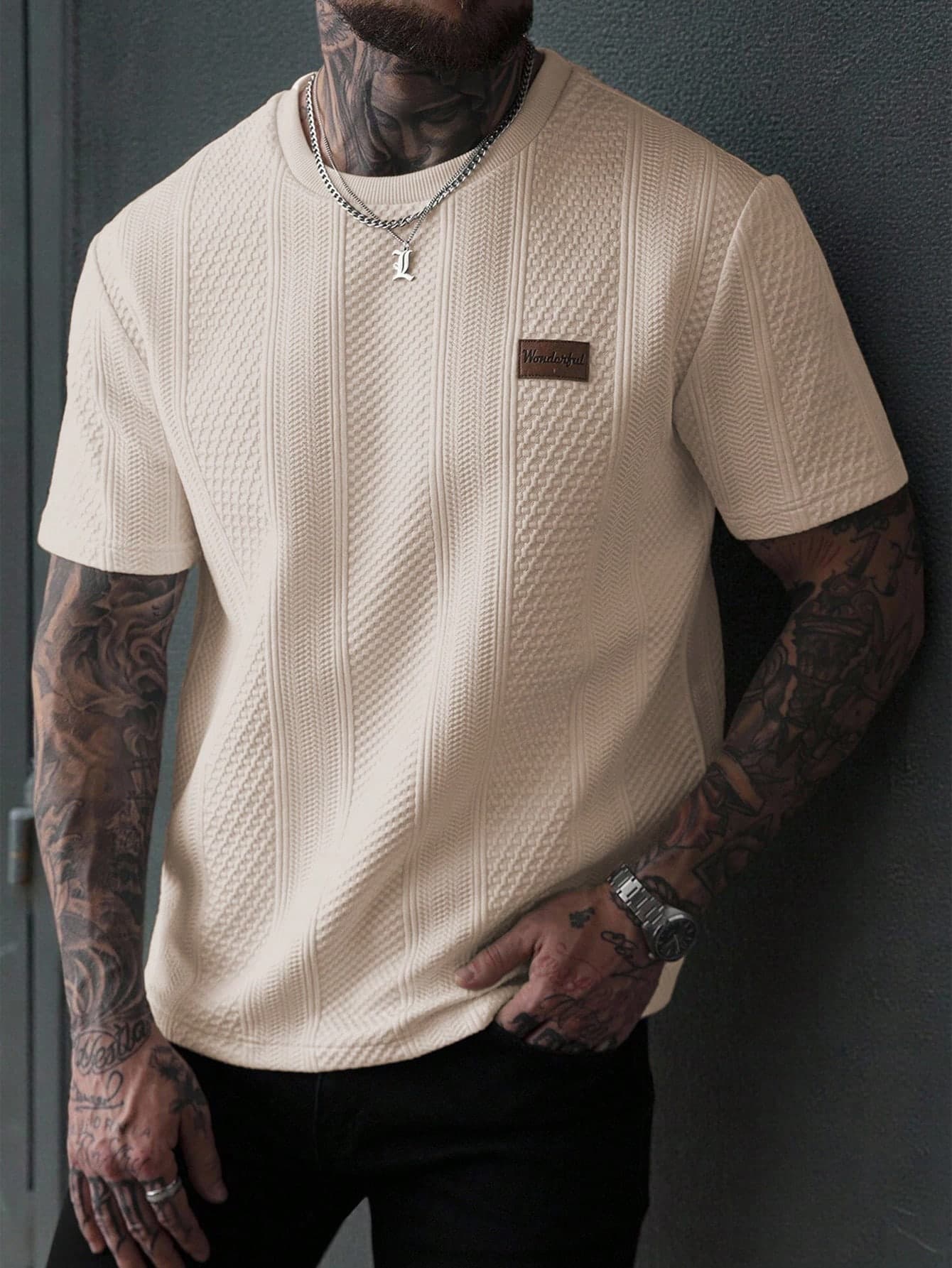 ARLO REED Men's Letter Graphic Round Neck Short Sleeve Casual Versatile T-Shirt