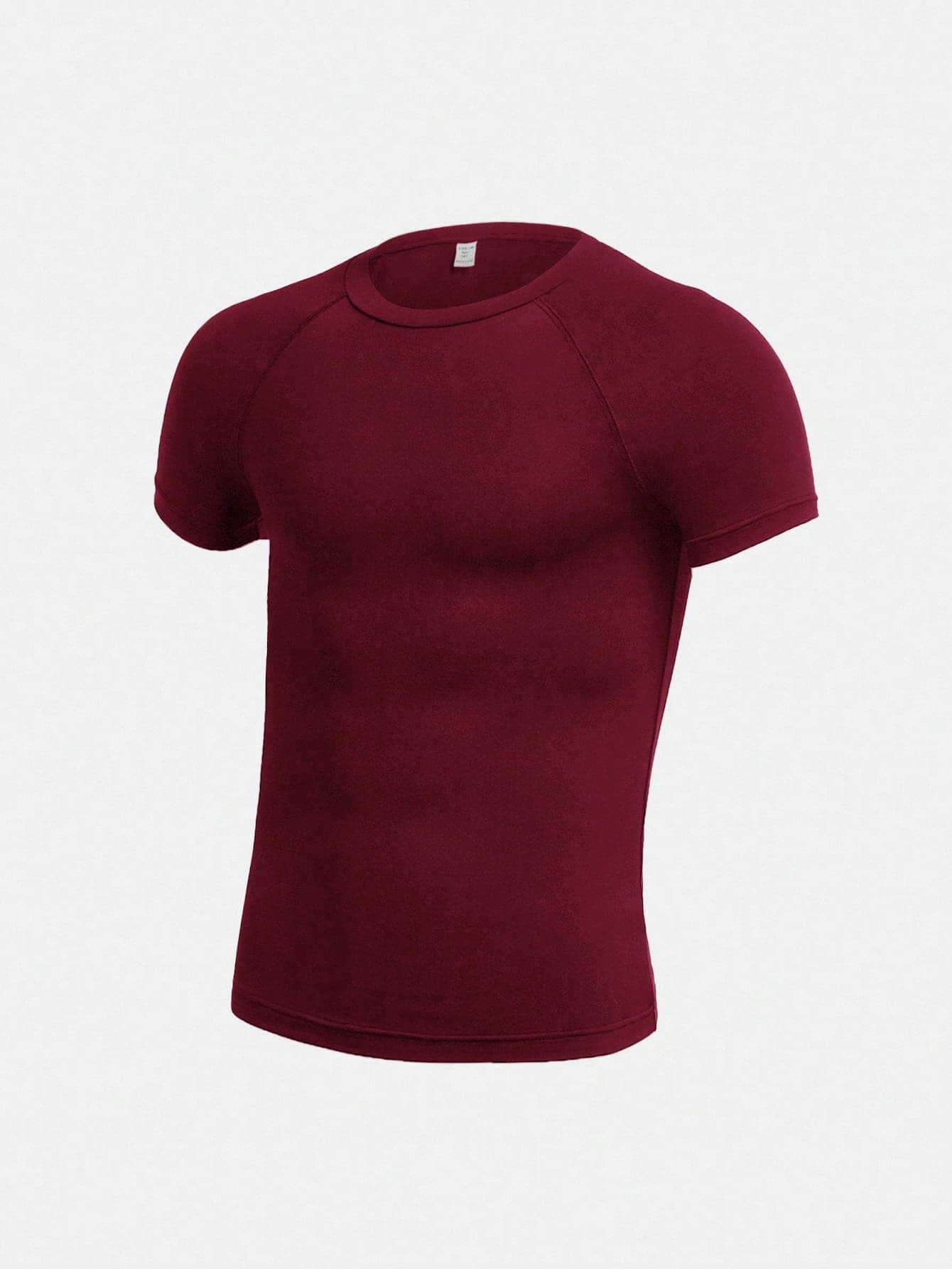 SHEIN Teen Boys' Casual Short Sleeve Sports Compression T-Shirt,Burgundy Summer Gym Sporty Street Punk Rock Preppy Style For Everyday Wear,Party,Festival