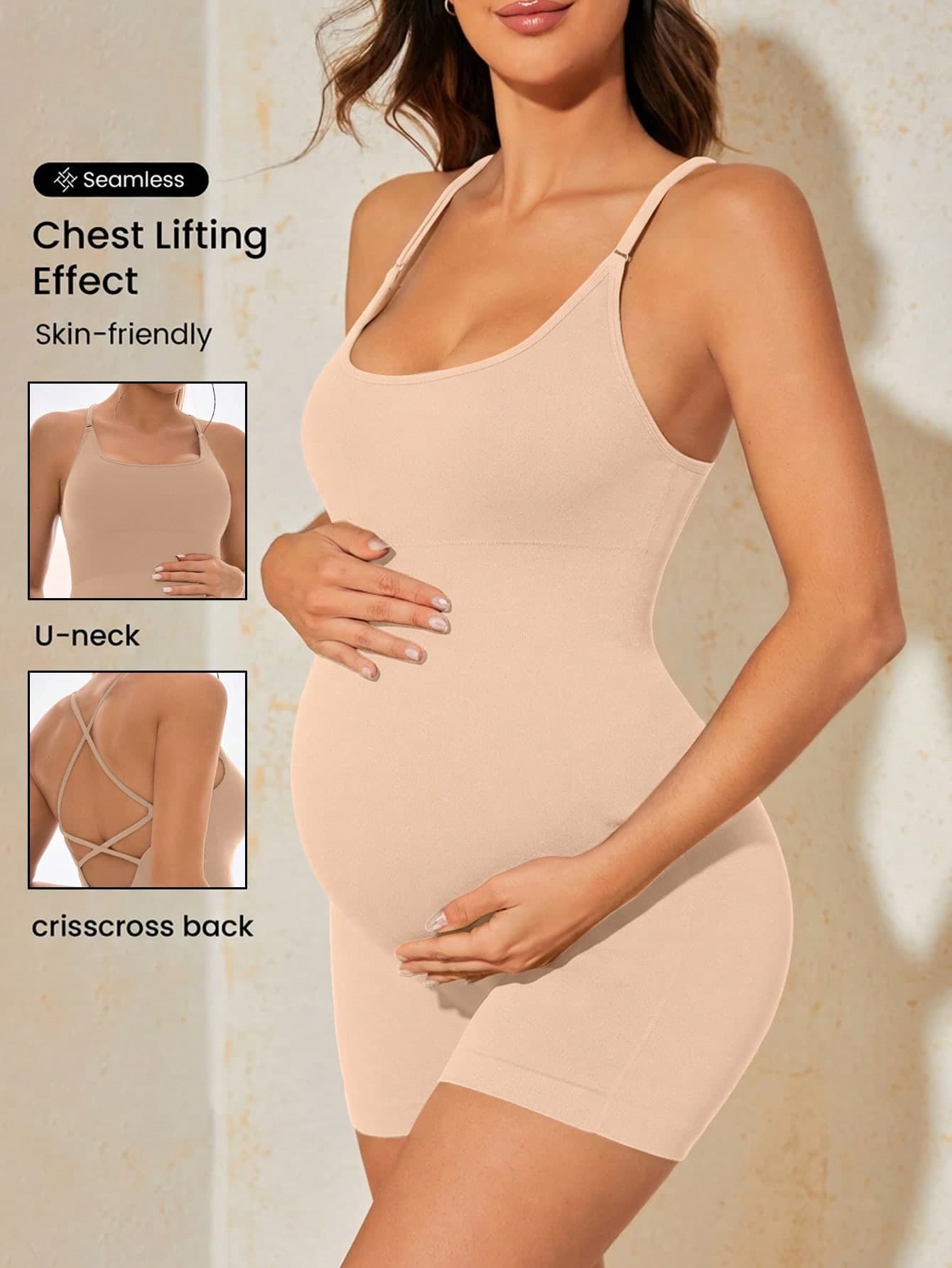 SHEIN Maternity Solid Color Tight Double-Layer Casual Jumpsuit