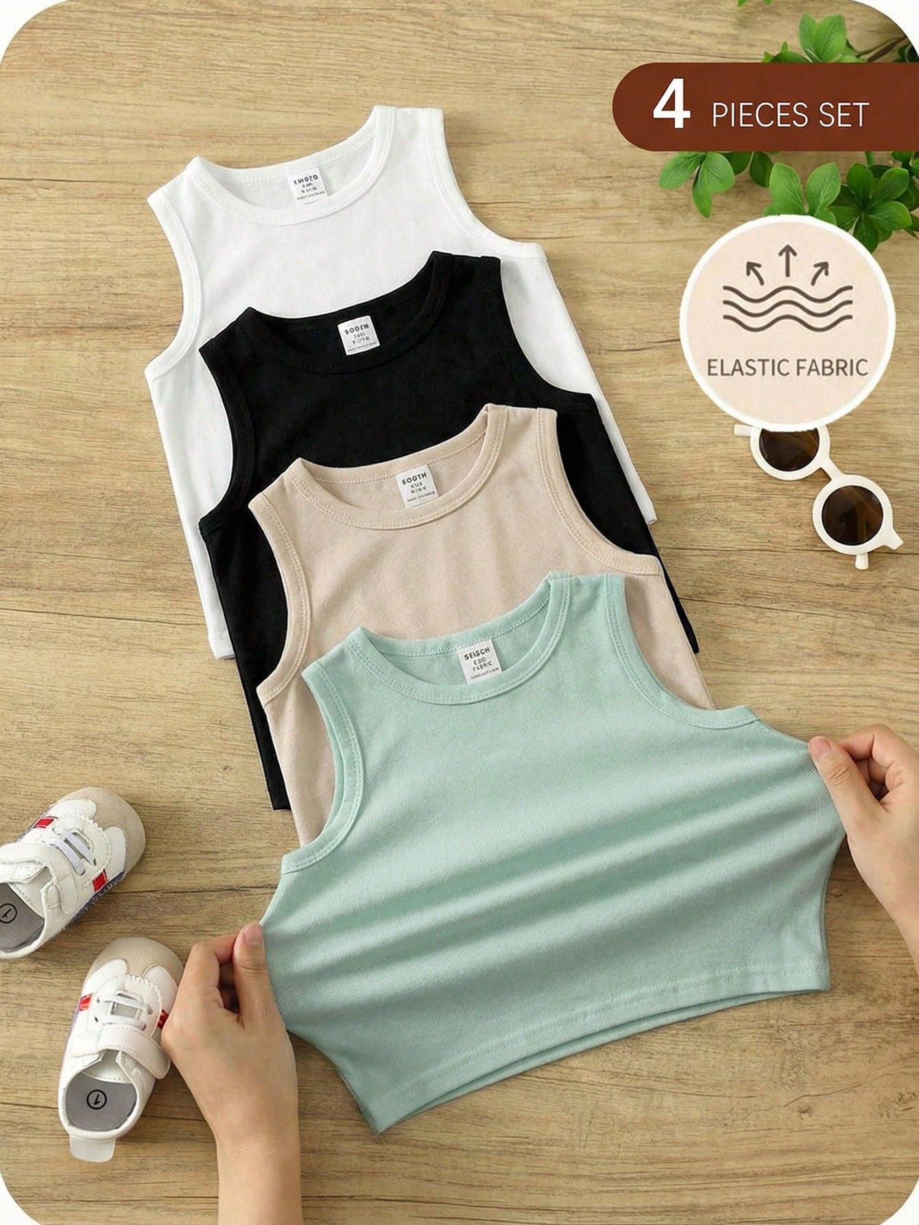 Buy 3 Get 1 Free (4 Packs) Baby Boy Casual Simple Comfortable Vest, Stylish And Suitable For Spring And Summer
