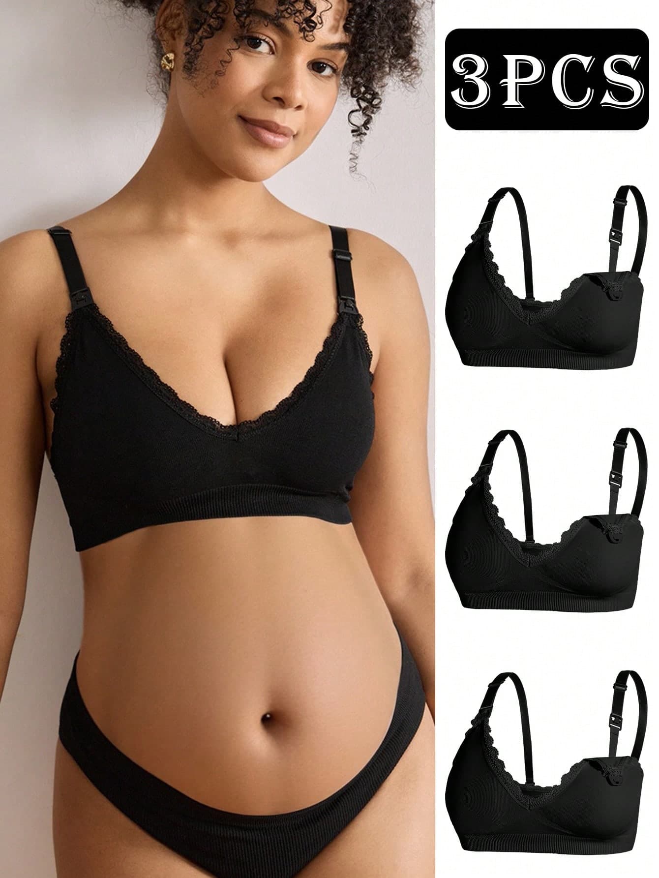 Moonlight&Mama 3pcs/Set Comfortable Seamless Maternity & Nursing Bras, Daily Wear