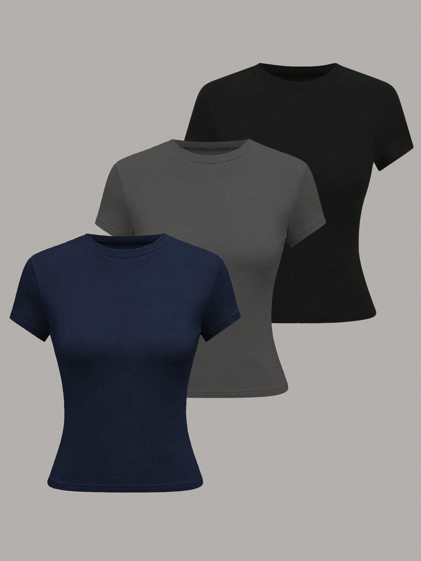 Plivvot Women's Solid Color Round Neck Fitted Casual Daily Short Sleeve T-Shirt Yoga Tops Zipper Top Yk2k Tops Gym Top Body Shirts For Women