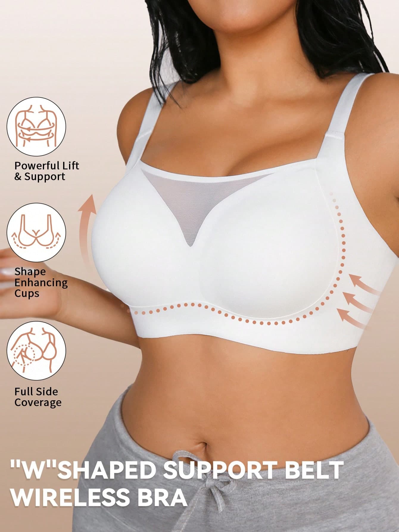 NudeFit Plus Size Seamless Wireless Bra, Comfortable Lace Patchwork Padded Bra With Wide Straps, Daily Wear Wedding