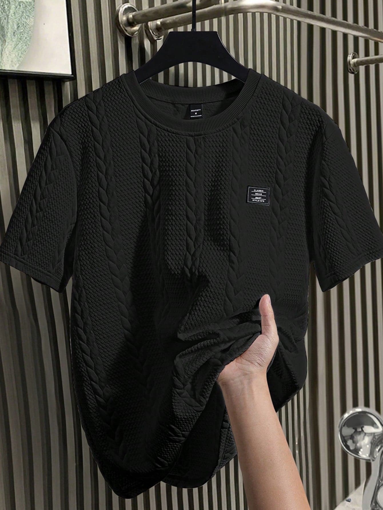 Manfinity Homme Men's Casual Crew Neck Short Sleeve Knit T-Shirt, Versatile For Commuting