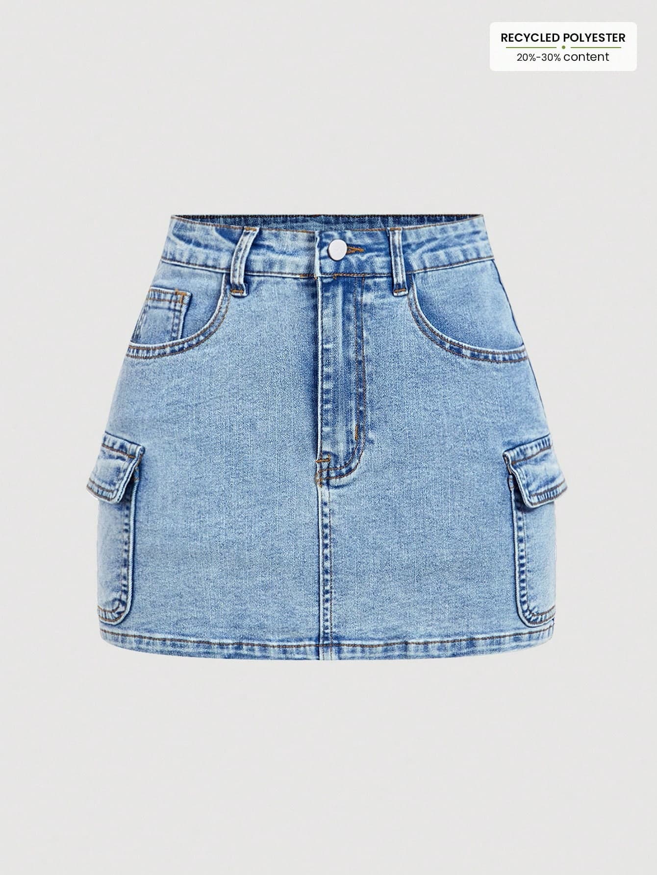 SHEIN MOD Women's Casual Short Denim Skirt With Pockets Denim Mini Skirt Jean Skirt Y2k Denim Skirt Cargo Denim Skirt