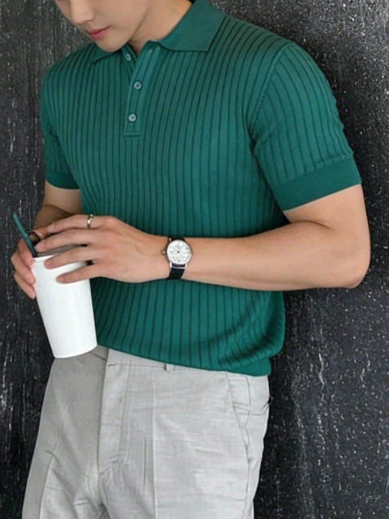 JOLTRO Men's Casual Solid Color Short Sleeve Polo Shirt, Summer, Formal