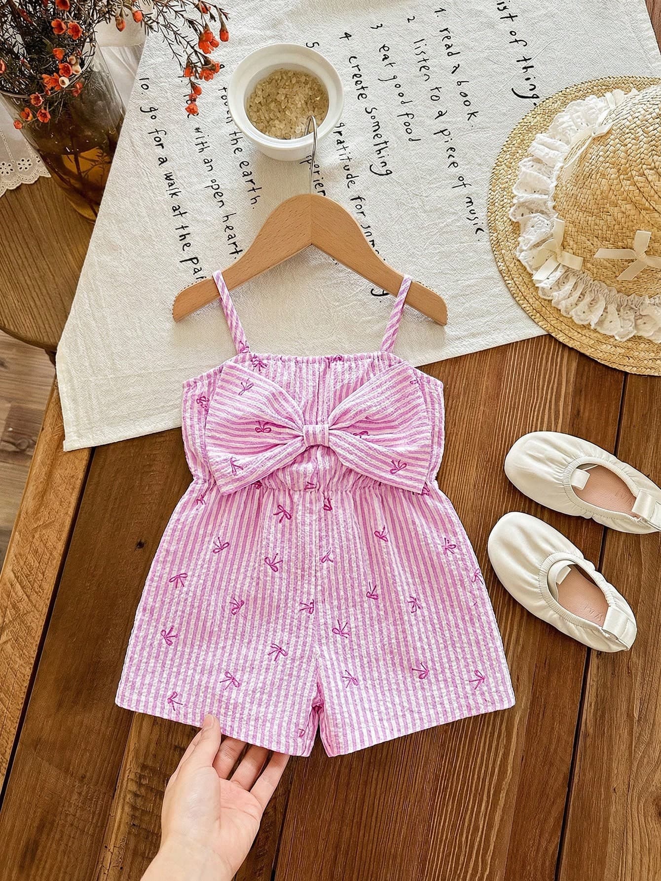 SHEIN Young Girl Woven Striped Jumpsuit