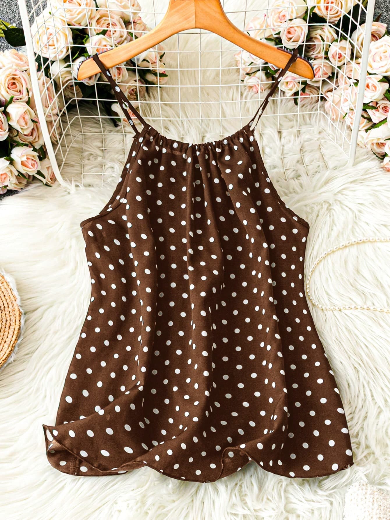 SHEIN LUNE Plus Size Women Polka Dot Print Casual Camisole