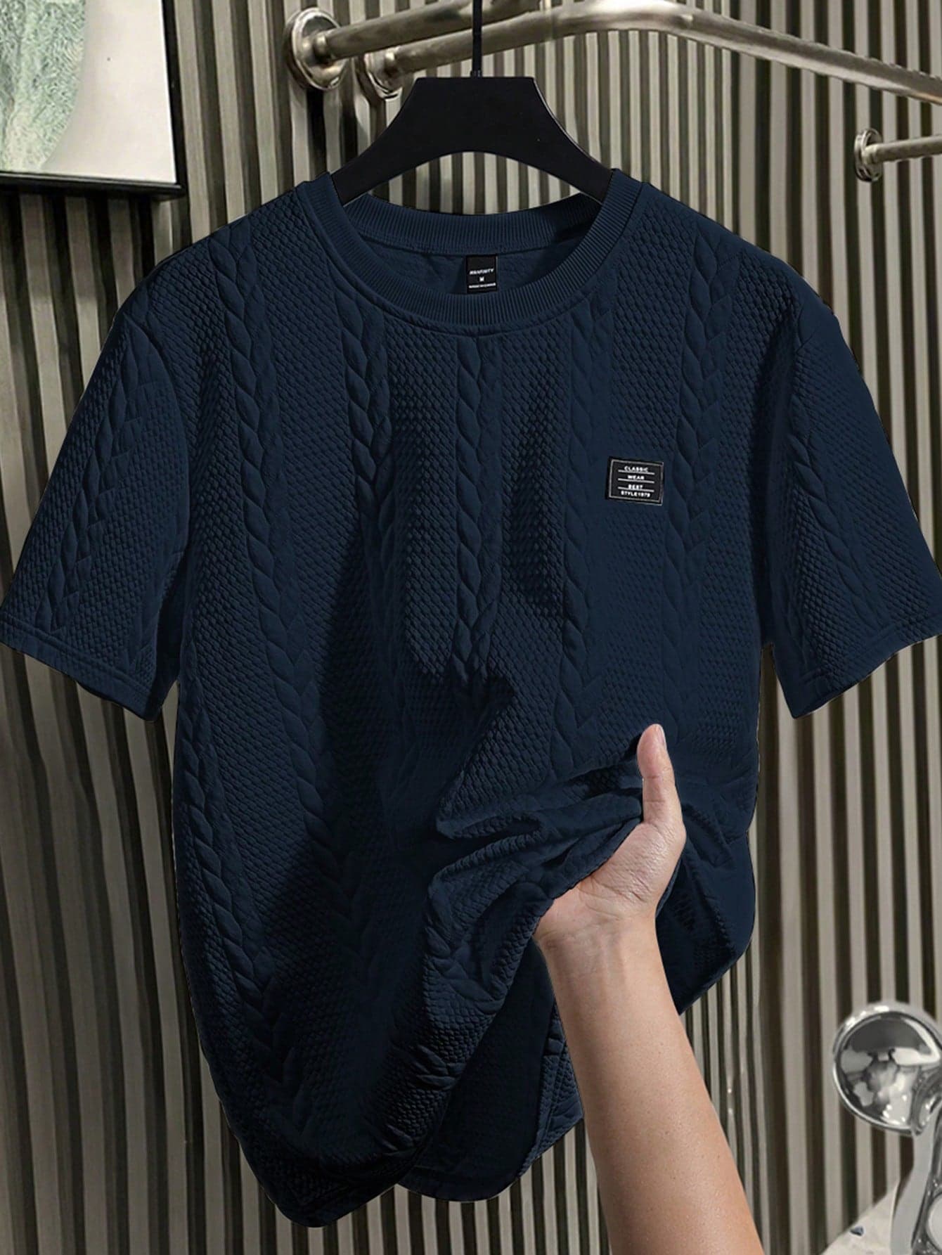 Manfinity Homme Men's Round Neck Short Sleeve Casual Knit T-Shirt, Versatile Daily Wear