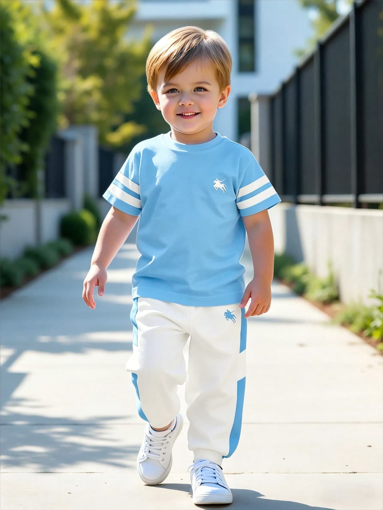SHEIN 2pcs Baby Boys Casual Loose Comfortable Short Sleeve T-Shirt And Pants Set, Suitable For Spring And Summer