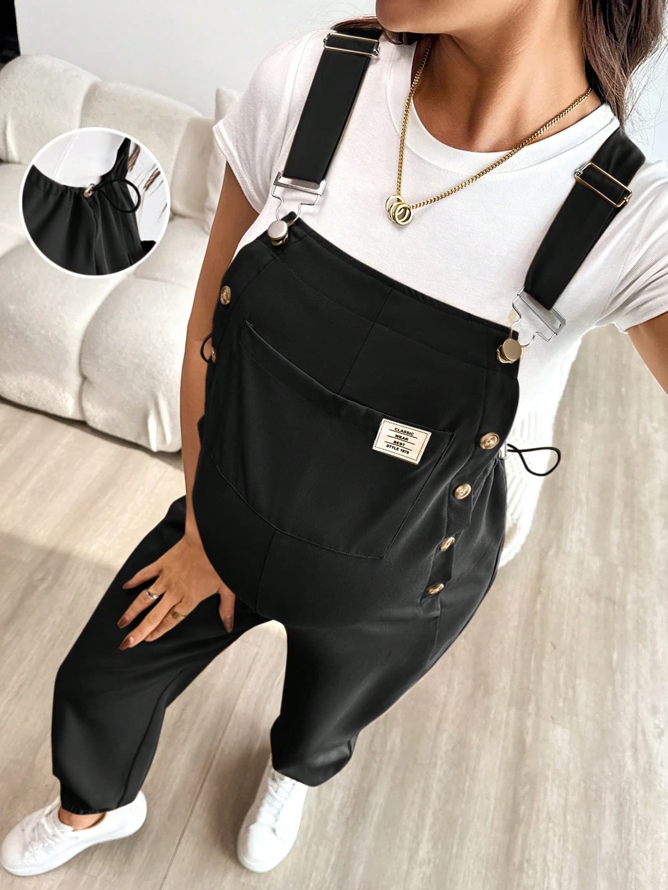 SHEIN Pregnant Women Casual Daily Pocket & Button Decor Jumpsuit