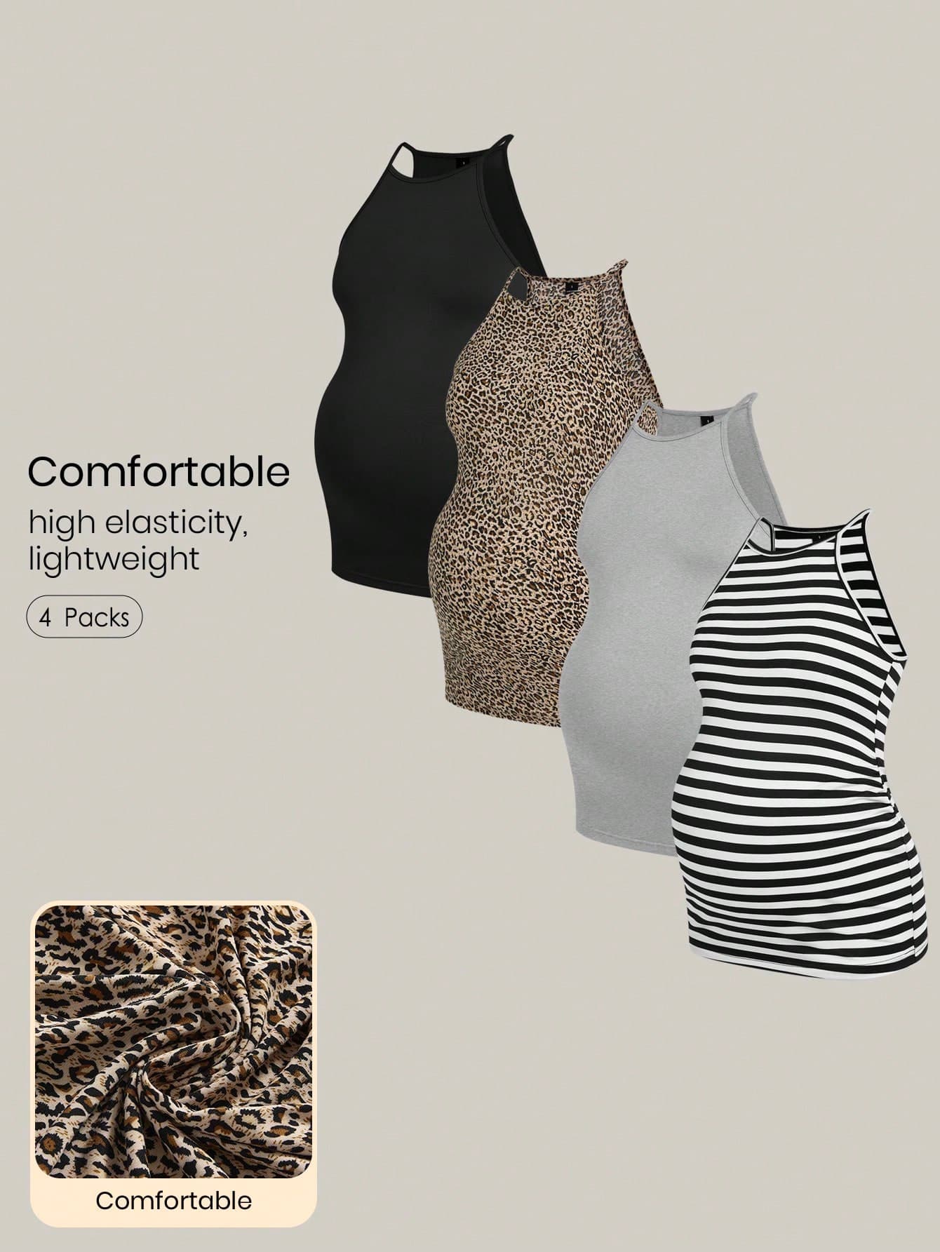 Modmama Maternity Sleeveless Casual Summer Tank Top With Spaghetti Straps Work Black