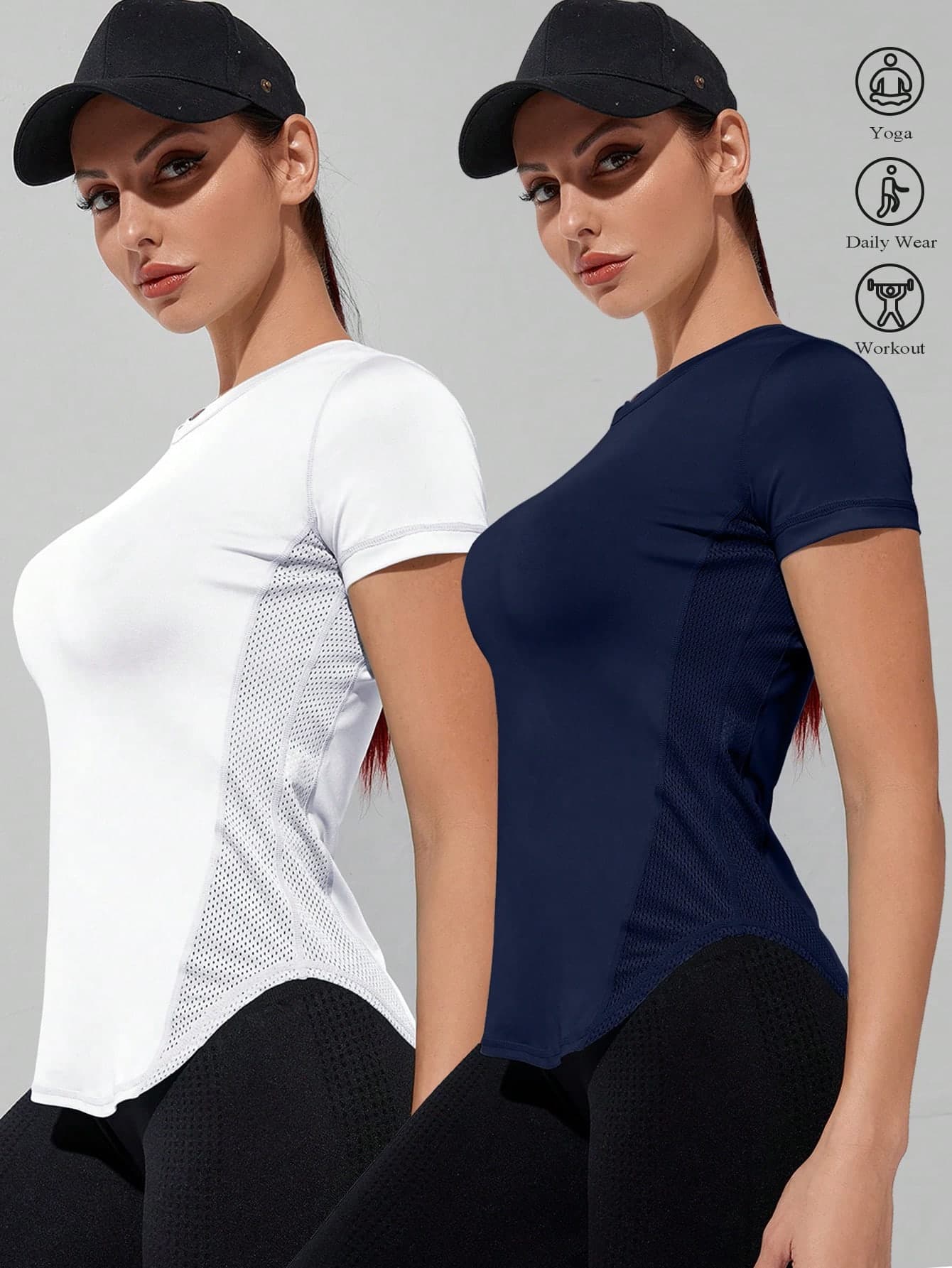 Powerista Solid Color Hollow Breathable Short Sleeve Sports T-Shirt