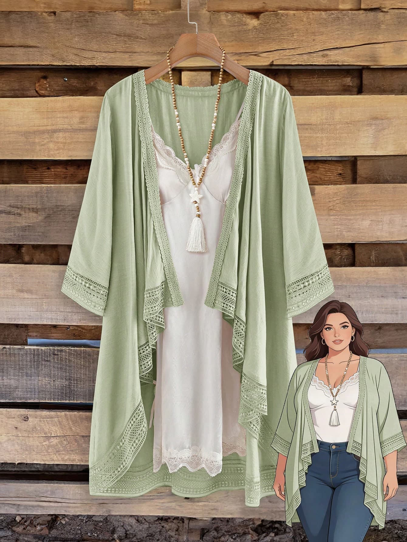 Rusticease Plus Size Women Lace Patchwork Coat, Autumn, Country Elegant Casual Semi Formal Style Linen Zoo Business Casual Formal Fall